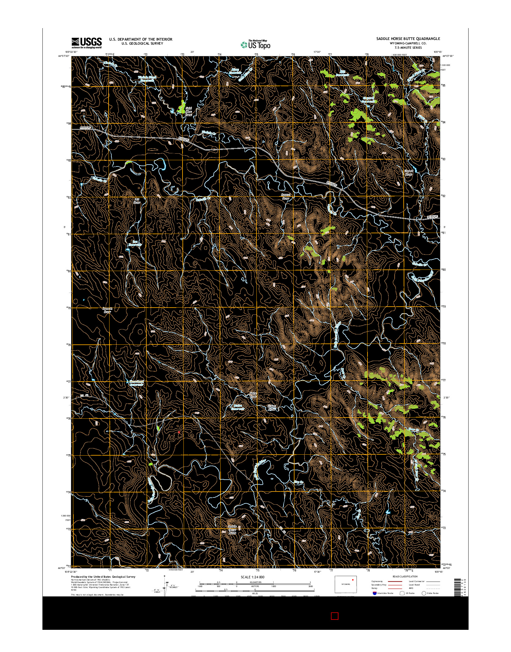 USGS US TOPO 7.5-MINUTE MAP FOR SADDLE HORSE BUTTE, WY 2015