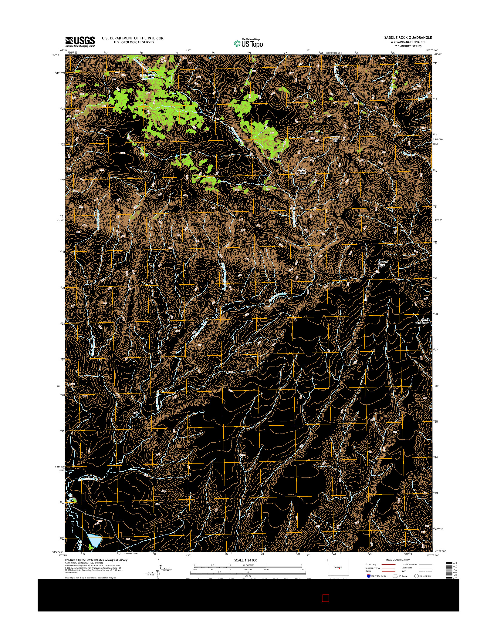 USGS US TOPO 7.5-MINUTE MAP FOR SADDLE ROCK, WY 2015