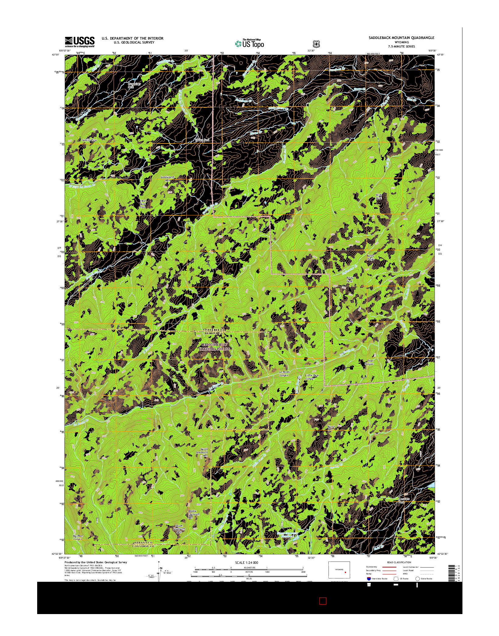 USGS US TOPO 7.5-MINUTE MAP FOR SADDLEBACK MOUNTAIN, WY 2015