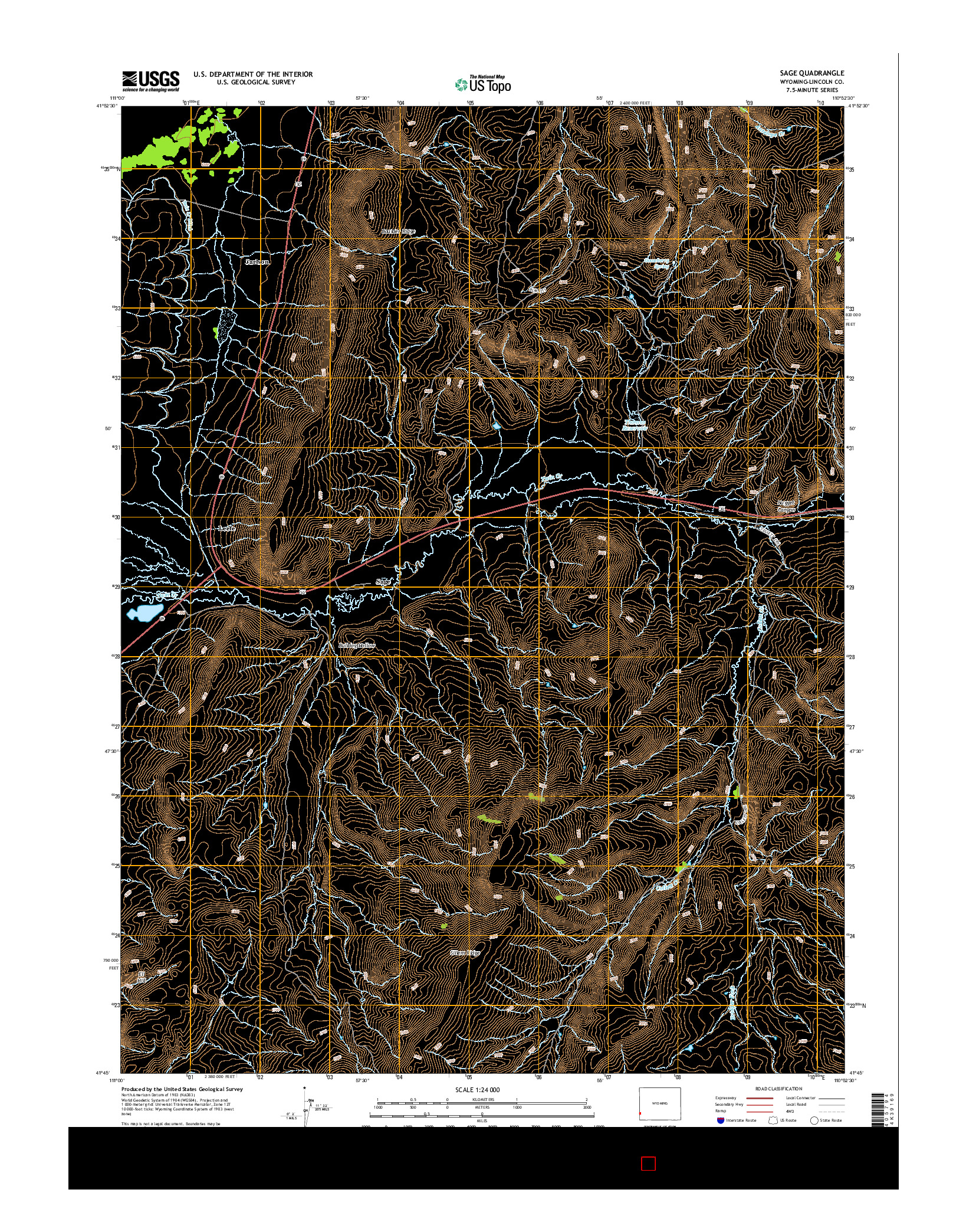 USGS US TOPO 7.5-MINUTE MAP FOR SAGE, WY 2015