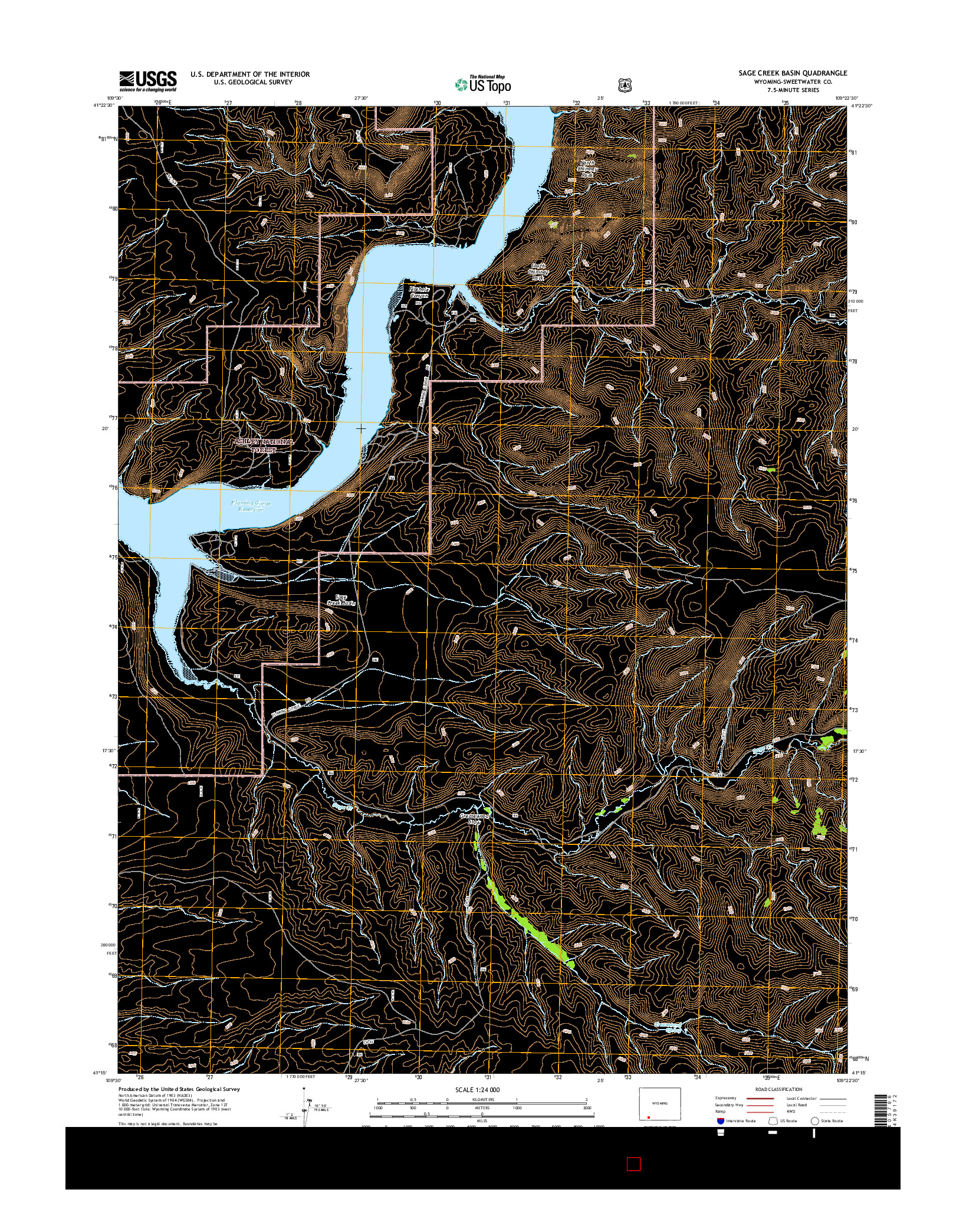 USGS US TOPO 7.5-MINUTE MAP FOR SAGE CREEK BASIN, WY 2015