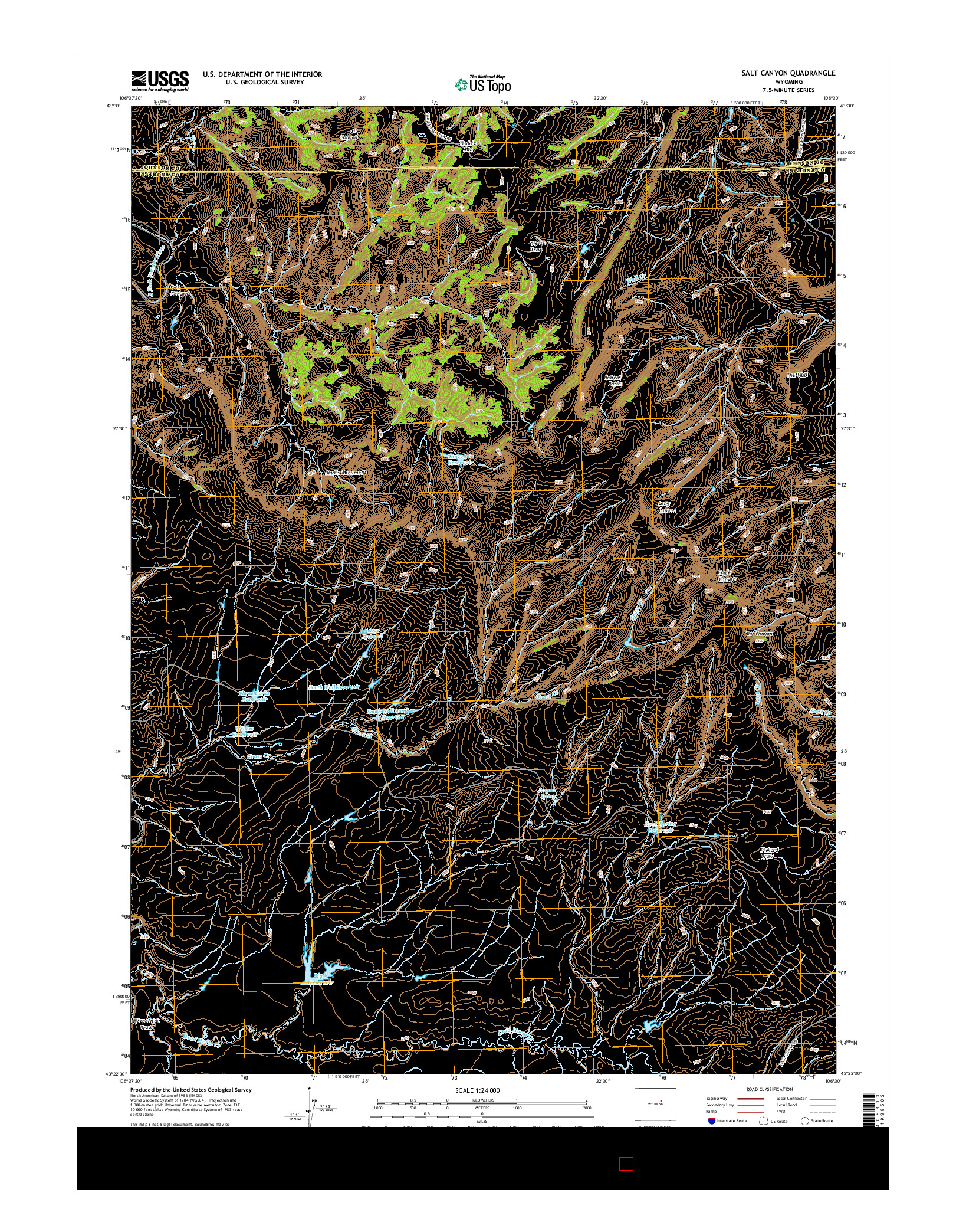 USGS US TOPO 7.5-MINUTE MAP FOR SALT CANYON, WY 2015