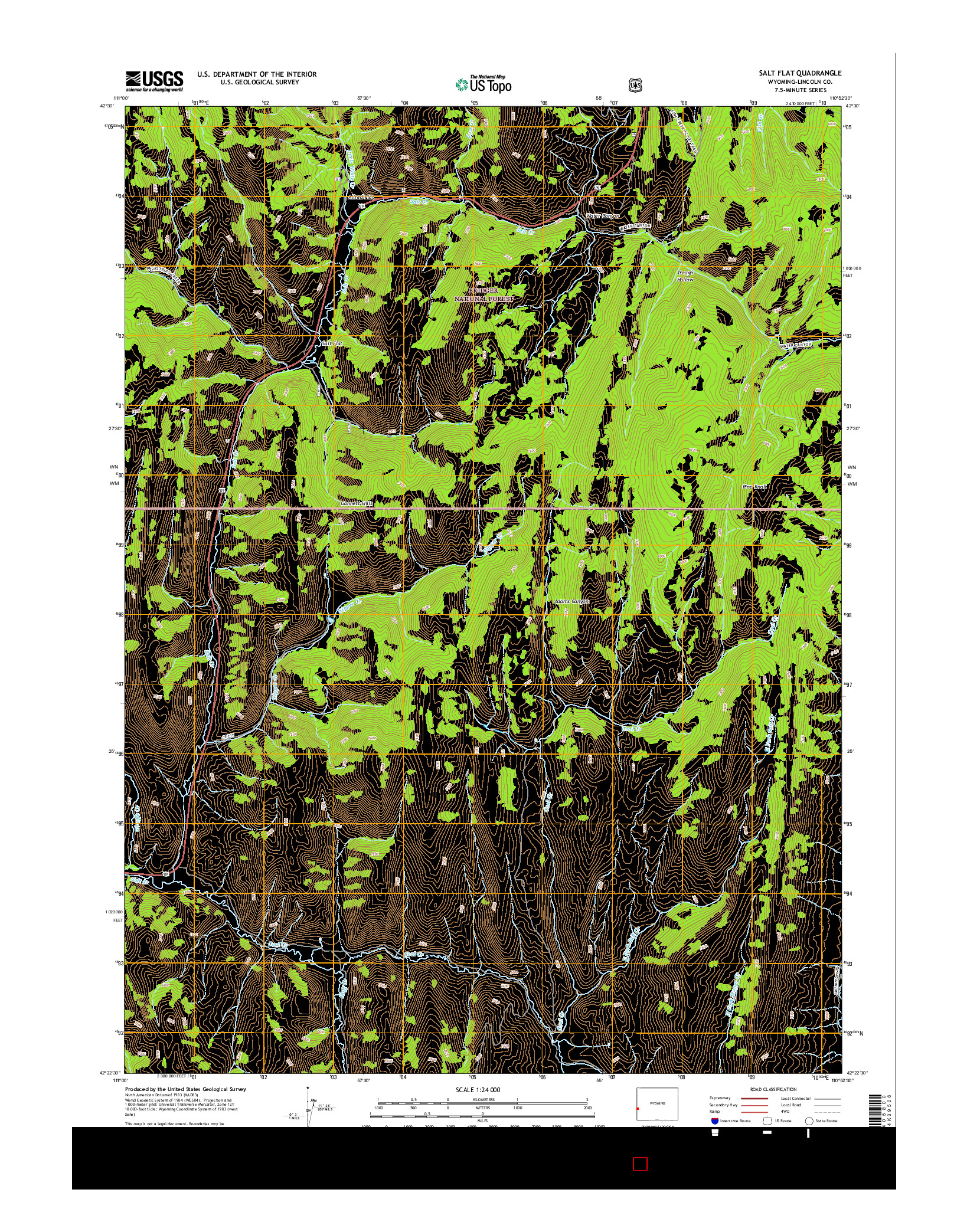 USGS US TOPO 7.5-MINUTE MAP FOR SALT FLAT, WY 2015