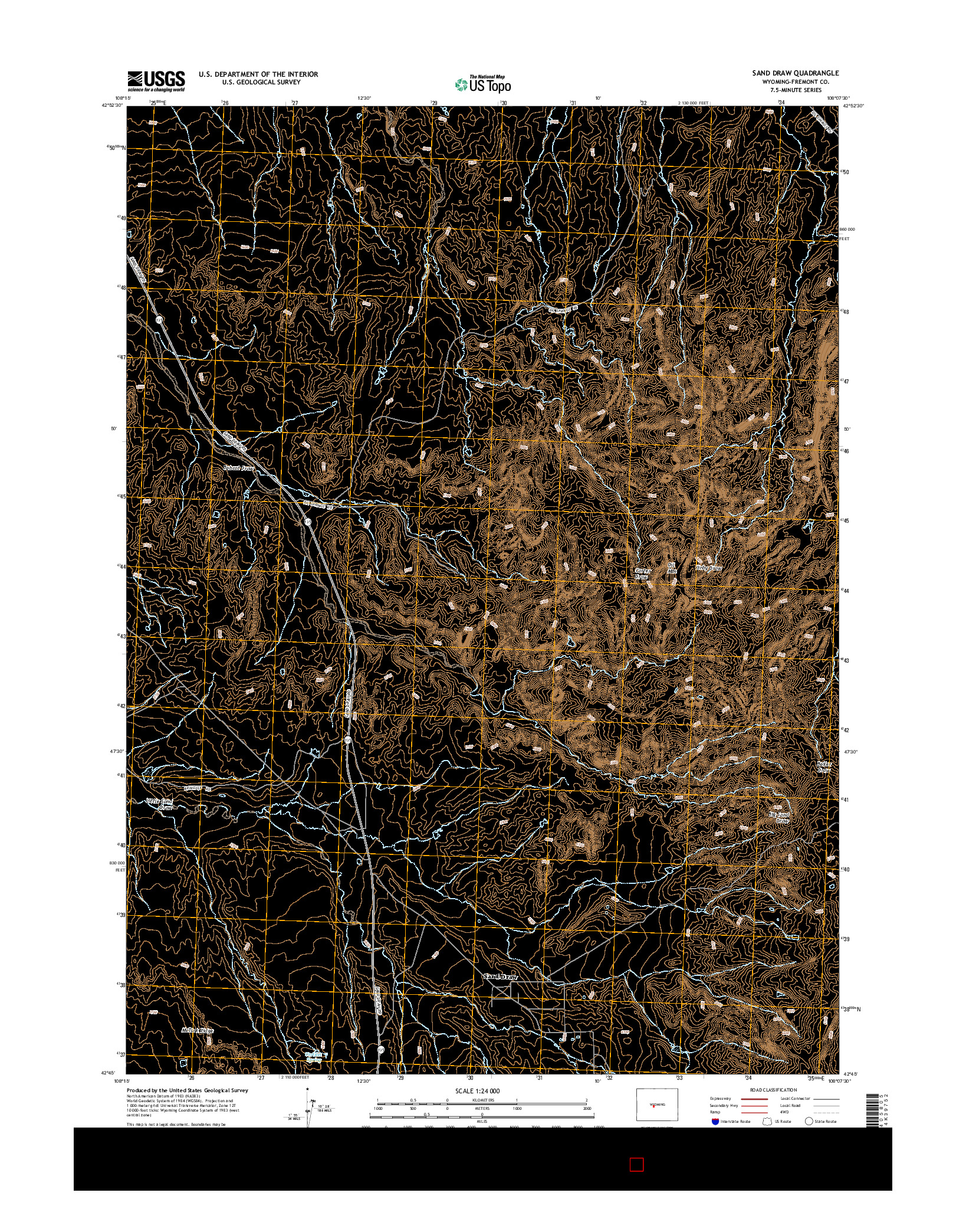 USGS US TOPO 7.5-MINUTE MAP FOR SAND DRAW, WY 2015