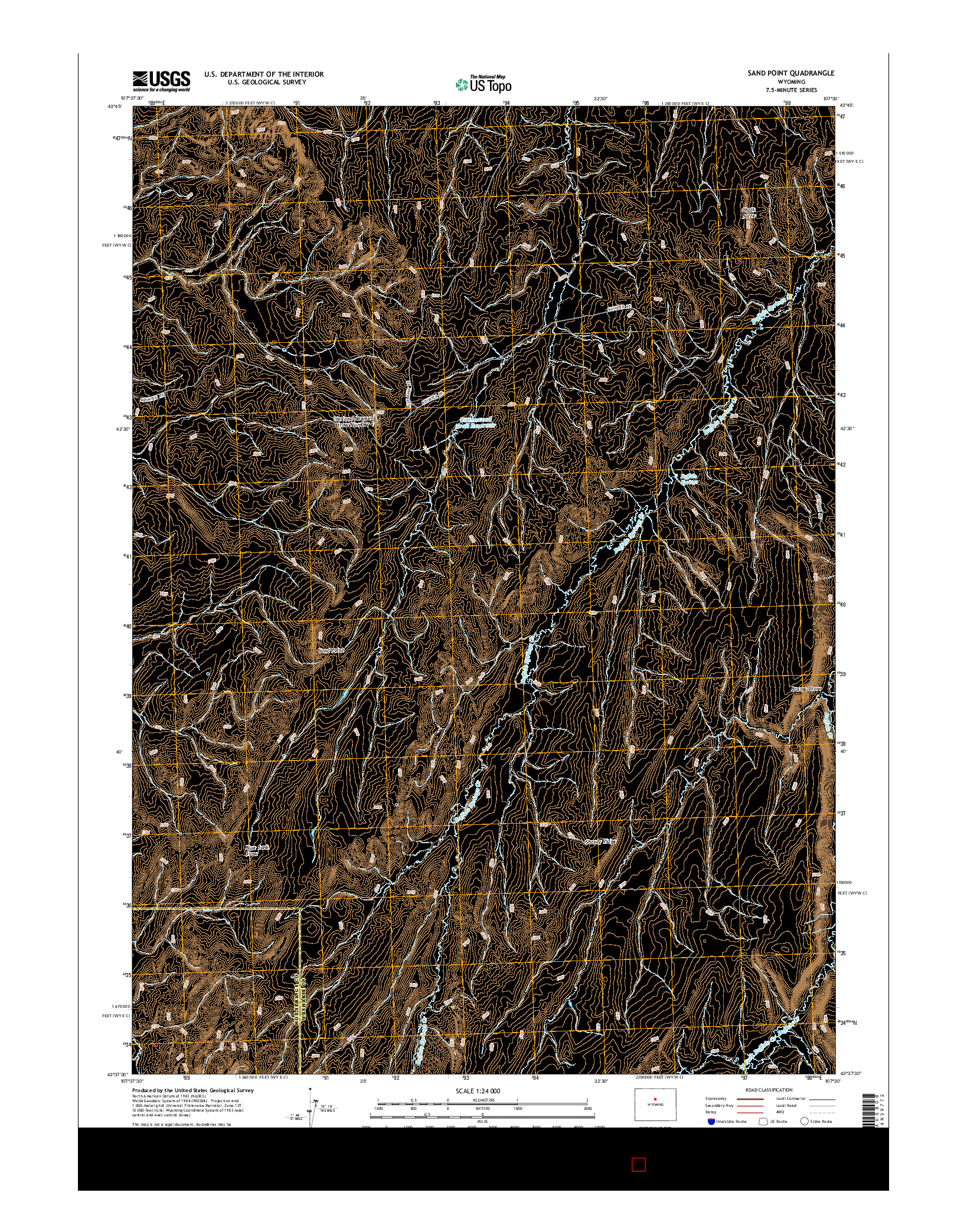 USGS US TOPO 7.5-MINUTE MAP FOR SAND POINT, WY 2015