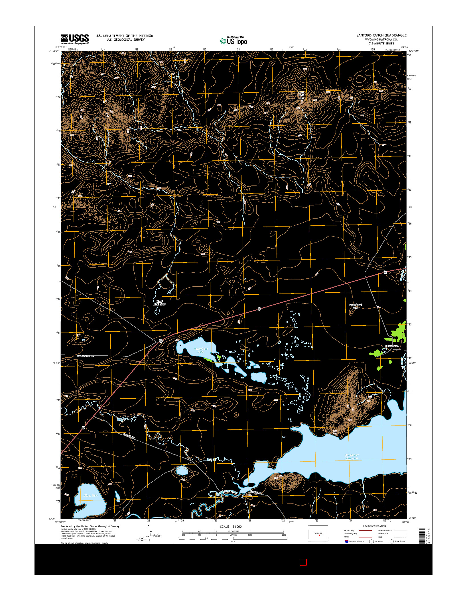 USGS US TOPO 7.5-MINUTE MAP FOR SANFORD RANCH, WY 2015
