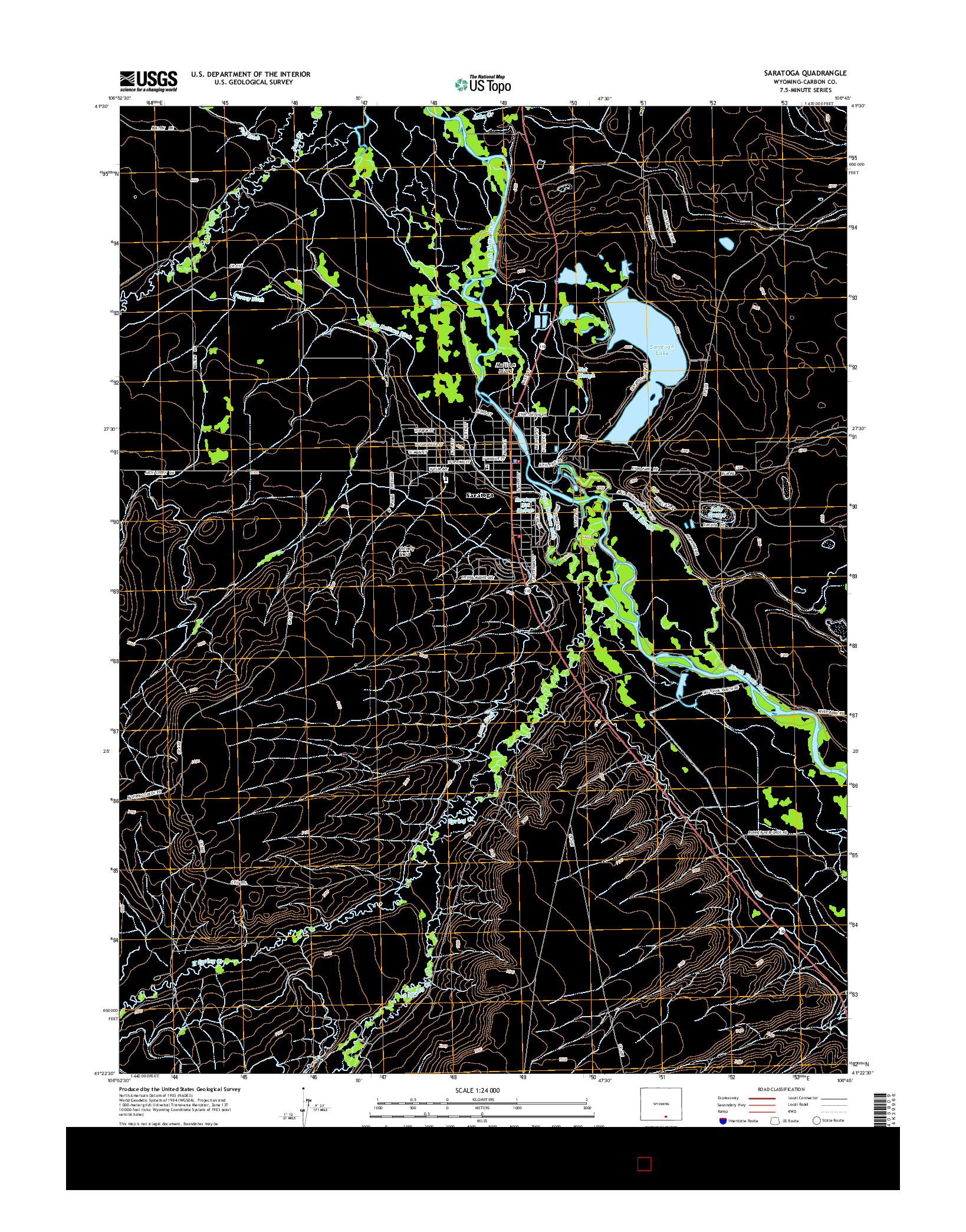 USGS US TOPO 7.5-MINUTE MAP FOR SARATOGA, WY 2015