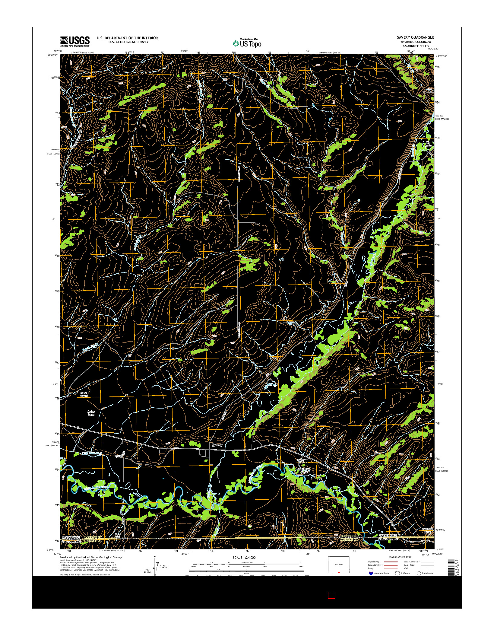 USGS US TOPO 7.5-MINUTE MAP FOR SAVERY, WY-CO 2015