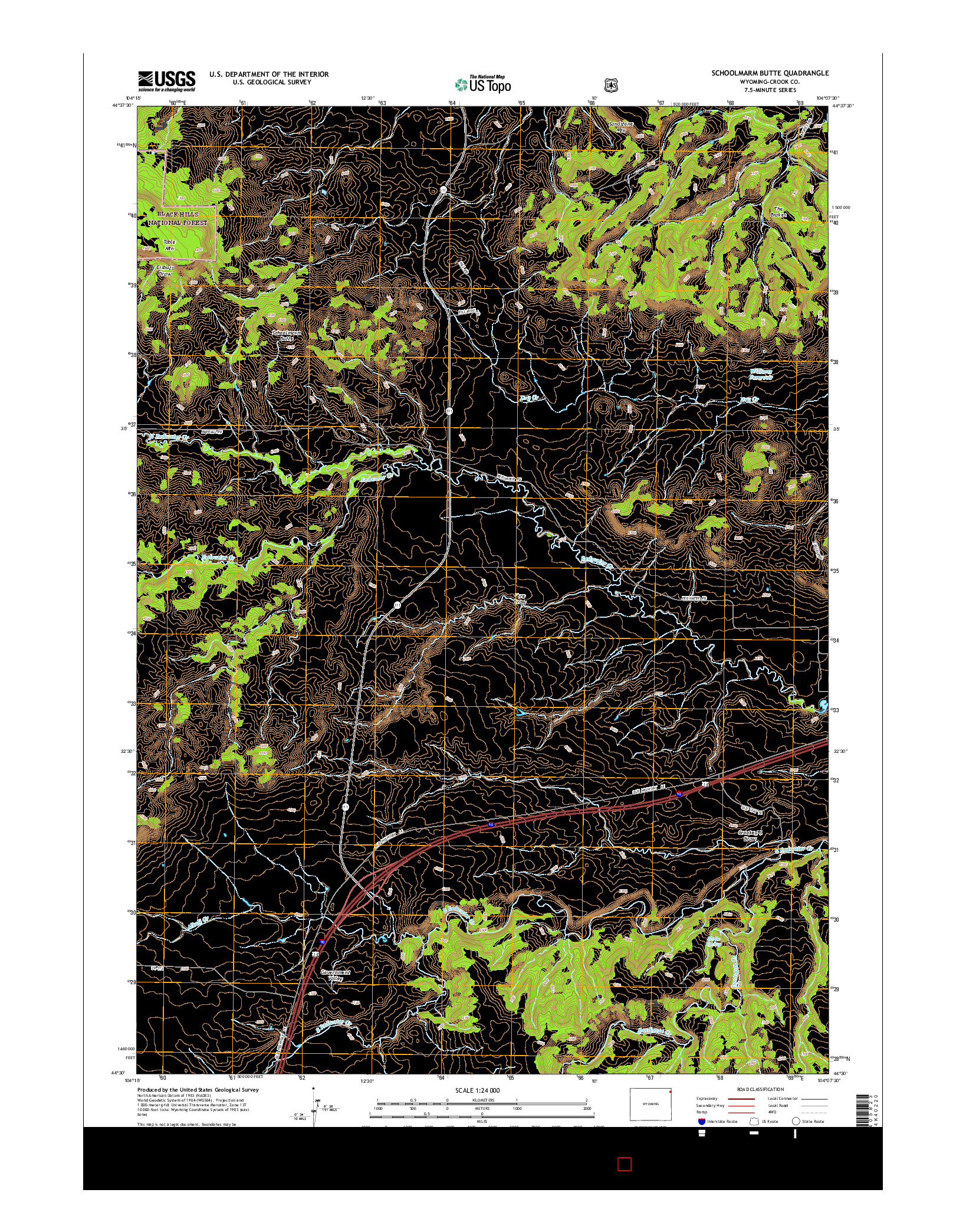 USGS US TOPO 7.5-MINUTE MAP FOR SCHOOLMARM BUTTE, WY 2015
