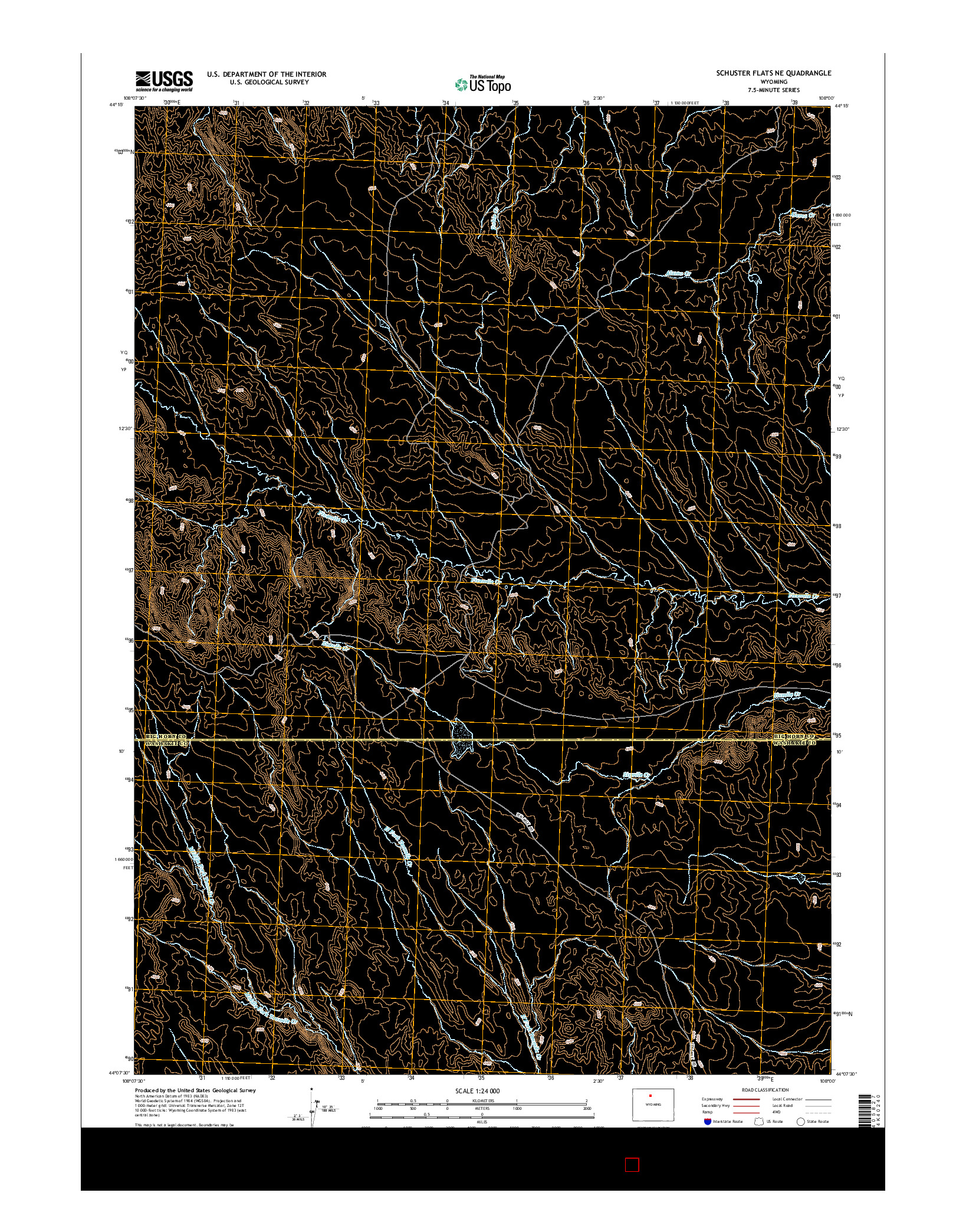 USGS US TOPO 7.5-MINUTE MAP FOR SCHUSTER FLATS NE, WY 2015