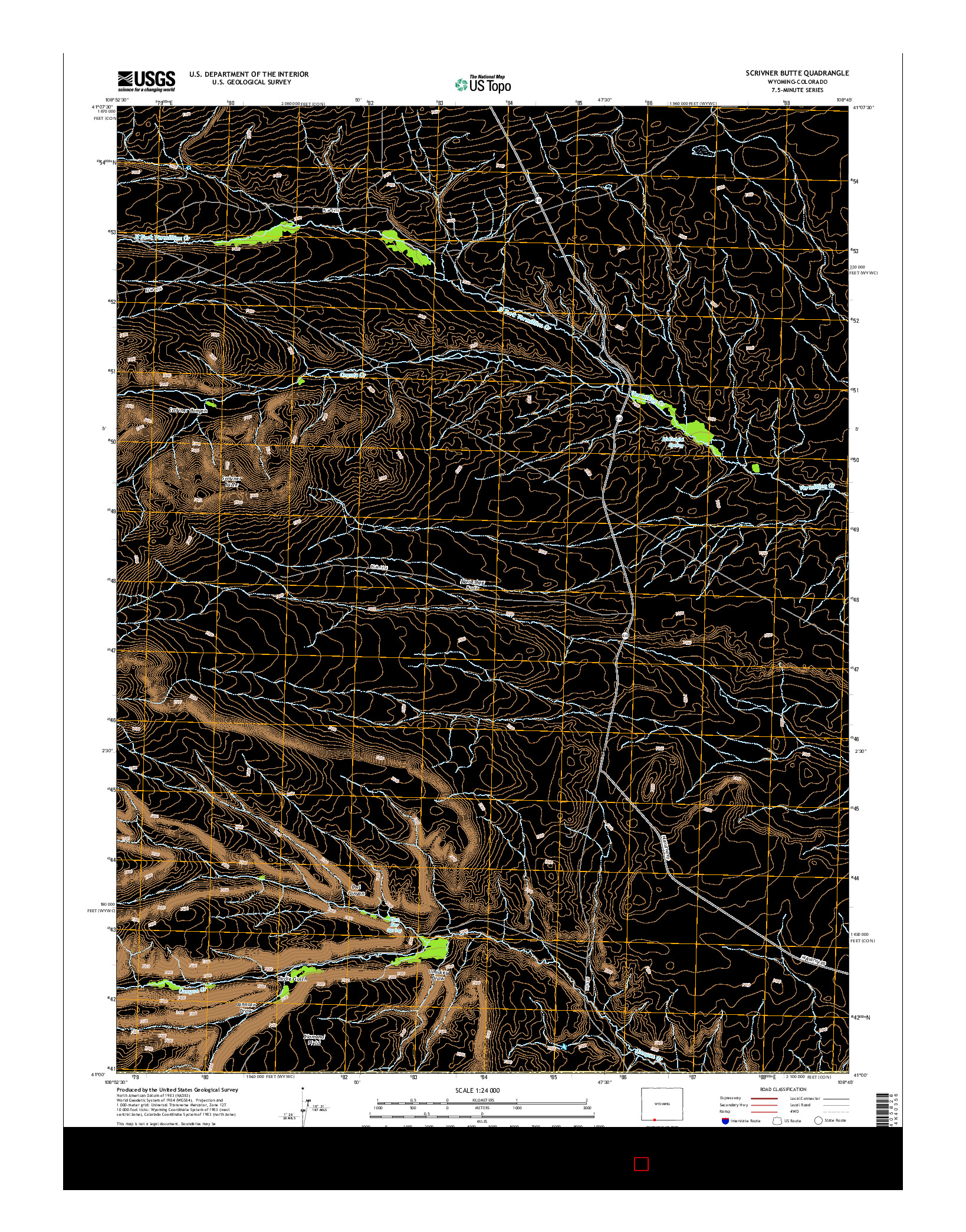USGS US TOPO 7.5-MINUTE MAP FOR SCRIVNER BUTTE, WY-CO 2015