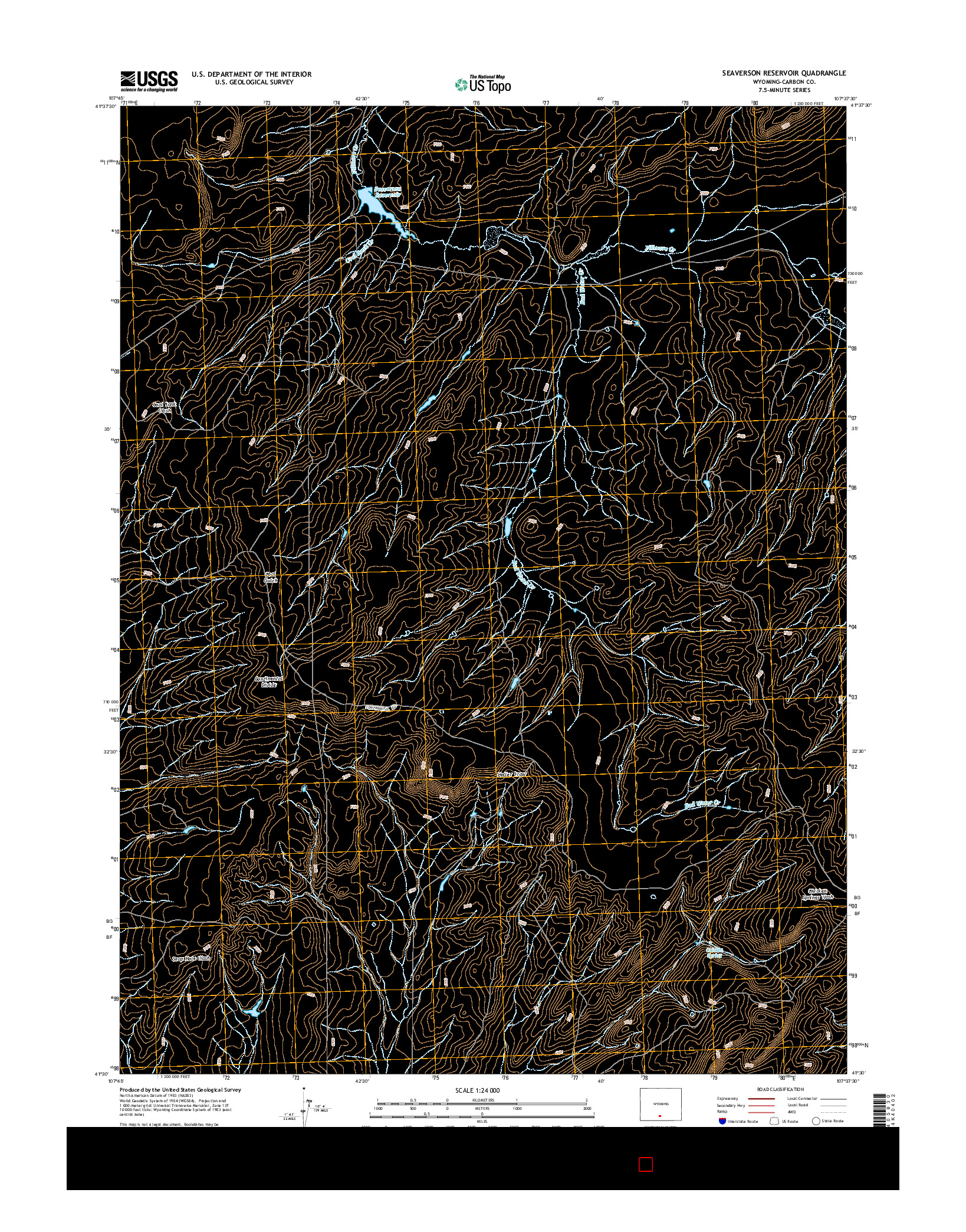 USGS US TOPO 7.5-MINUTE MAP FOR SEAVERSON RESERVOIR, WY 2015