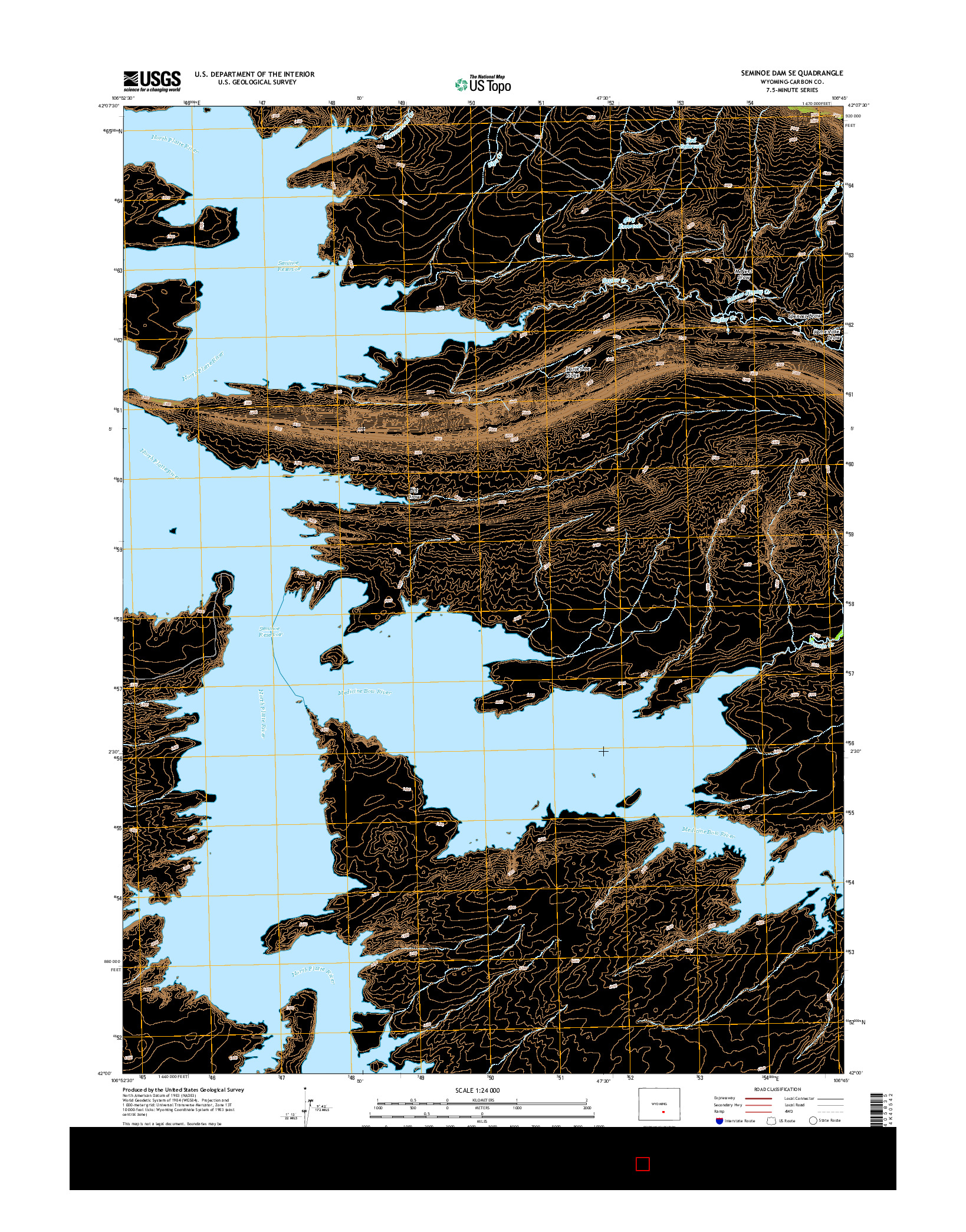 USGS US TOPO 7.5-MINUTE MAP FOR SEMINOE DAM SE, WY 2015