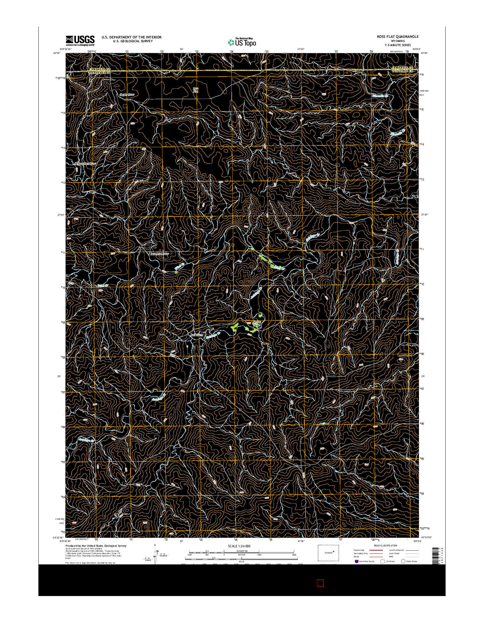 USGS US TOPO 7.5-MINUTE MAP FOR ROSS FLAT, WY 2015