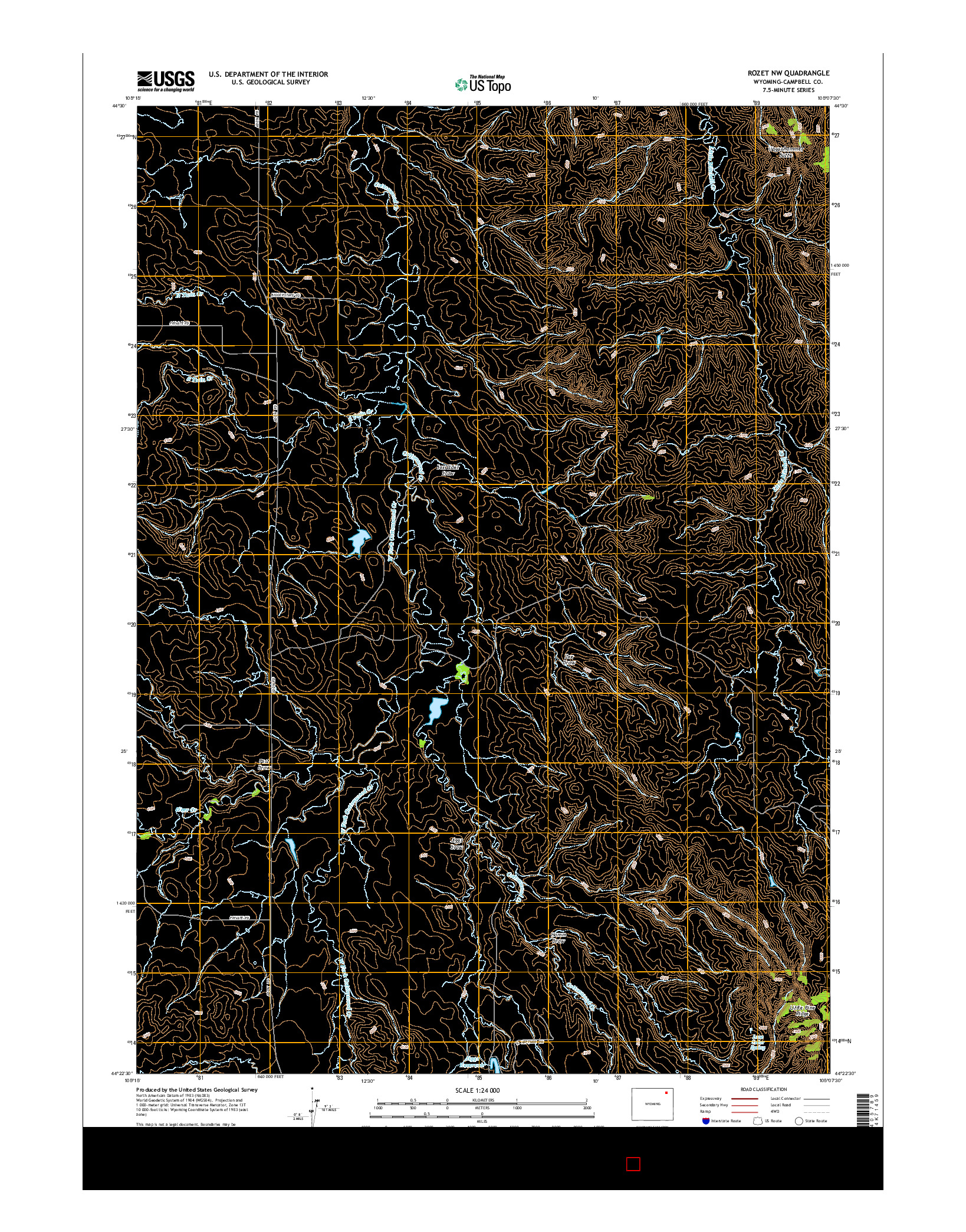 USGS US TOPO 7.5-MINUTE MAP FOR ROZET NW, WY 2015