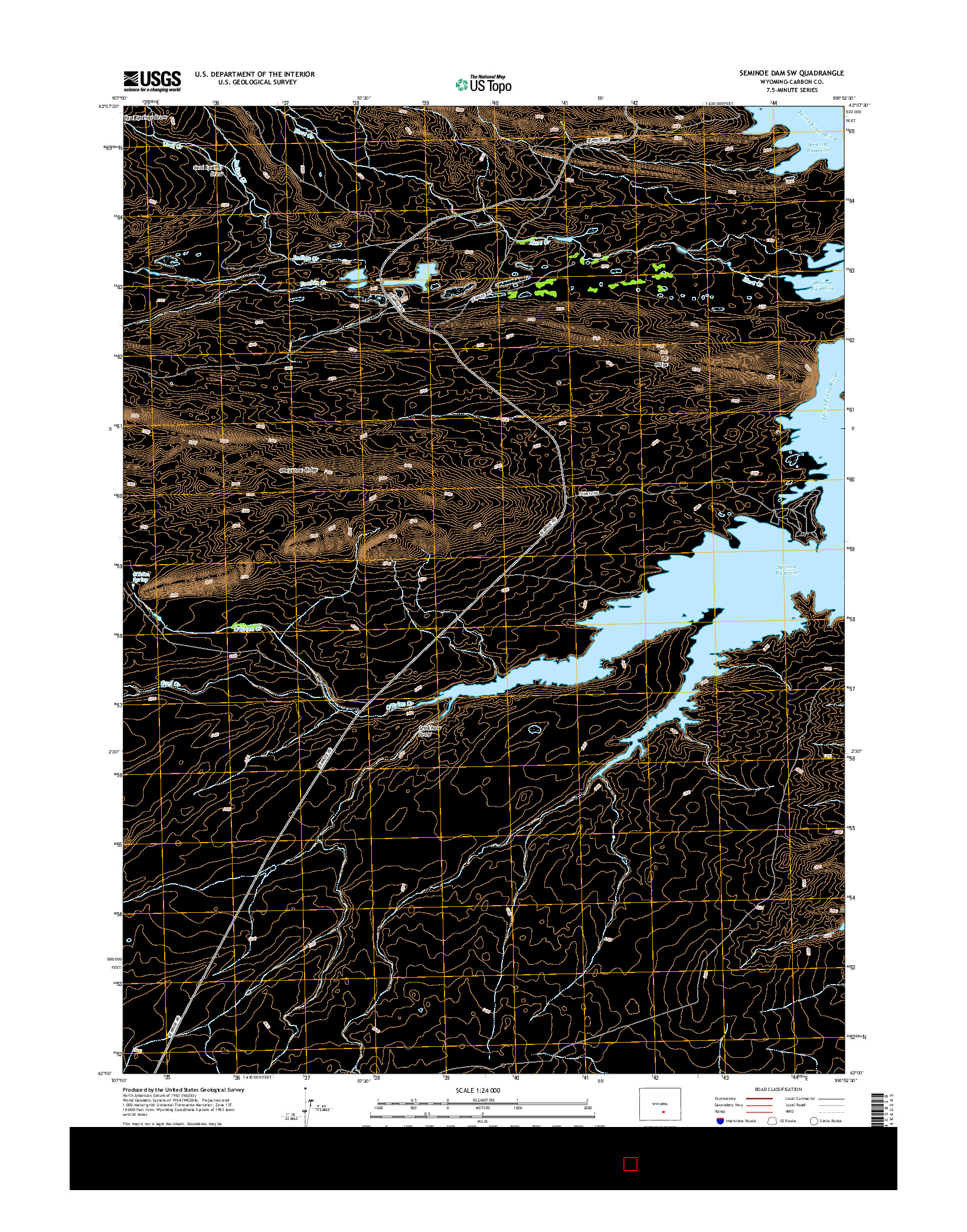 USGS US TOPO 7.5-MINUTE MAP FOR SEMINOE DAM SW, WY 2015