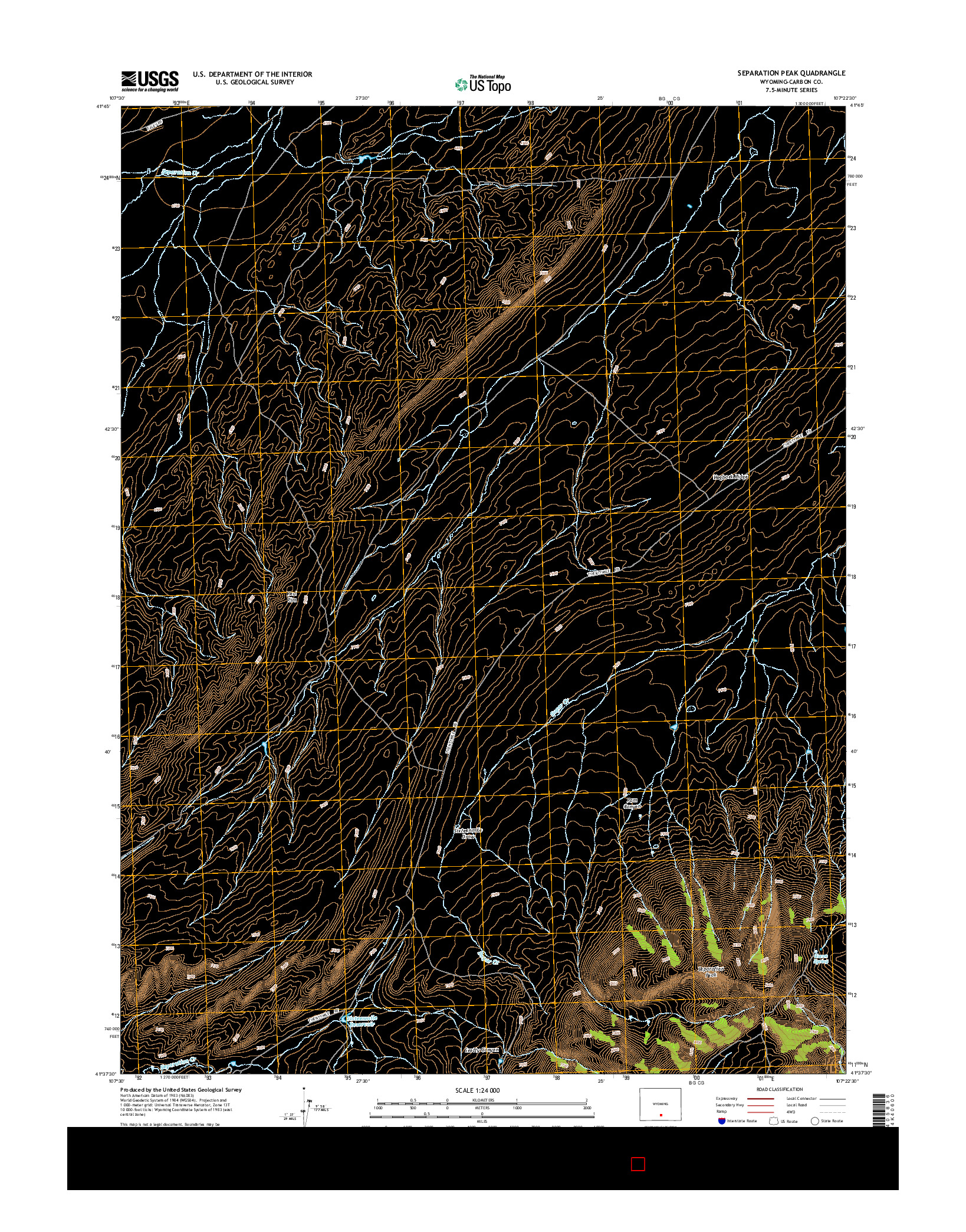 USGS US TOPO 7.5-MINUTE MAP FOR SEPARATION PEAK, WY 2015