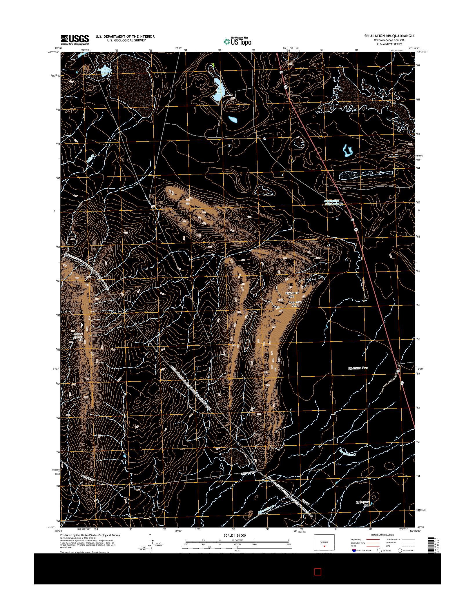 USGS US TOPO 7.5-MINUTE MAP FOR SEPARATION RIM, WY 2015