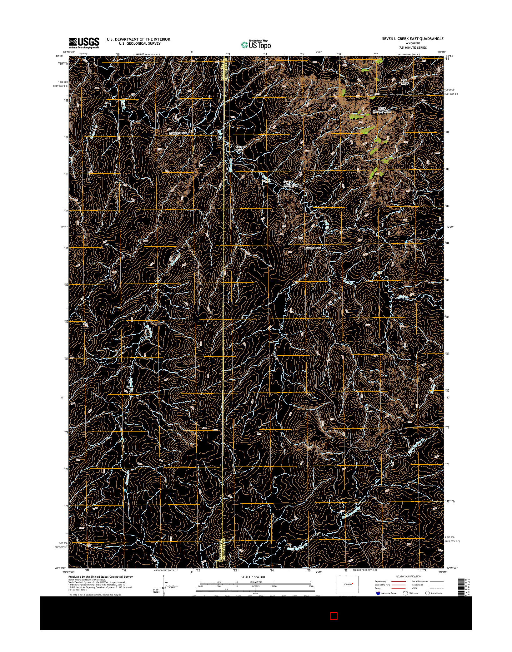 USGS US TOPO 7.5-MINUTE MAP FOR SEVEN L CREEK EAST, WY 2015