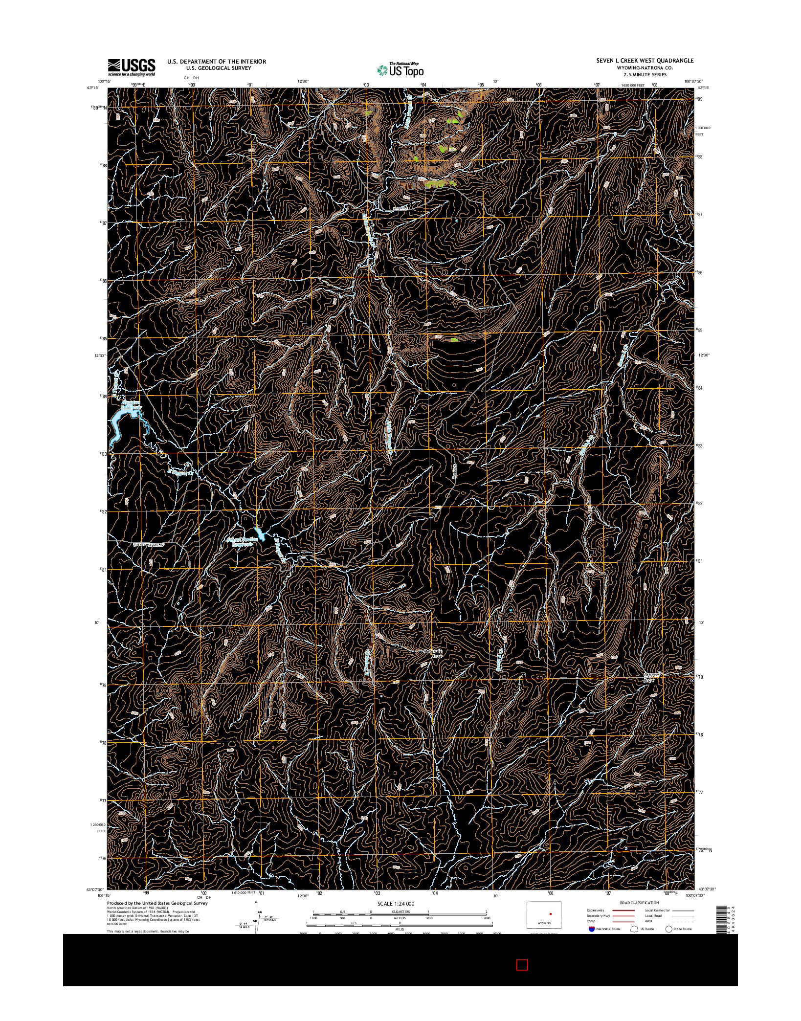 USGS US TOPO 7.5-MINUTE MAP FOR SEVEN L CREEK WEST, WY 2015
