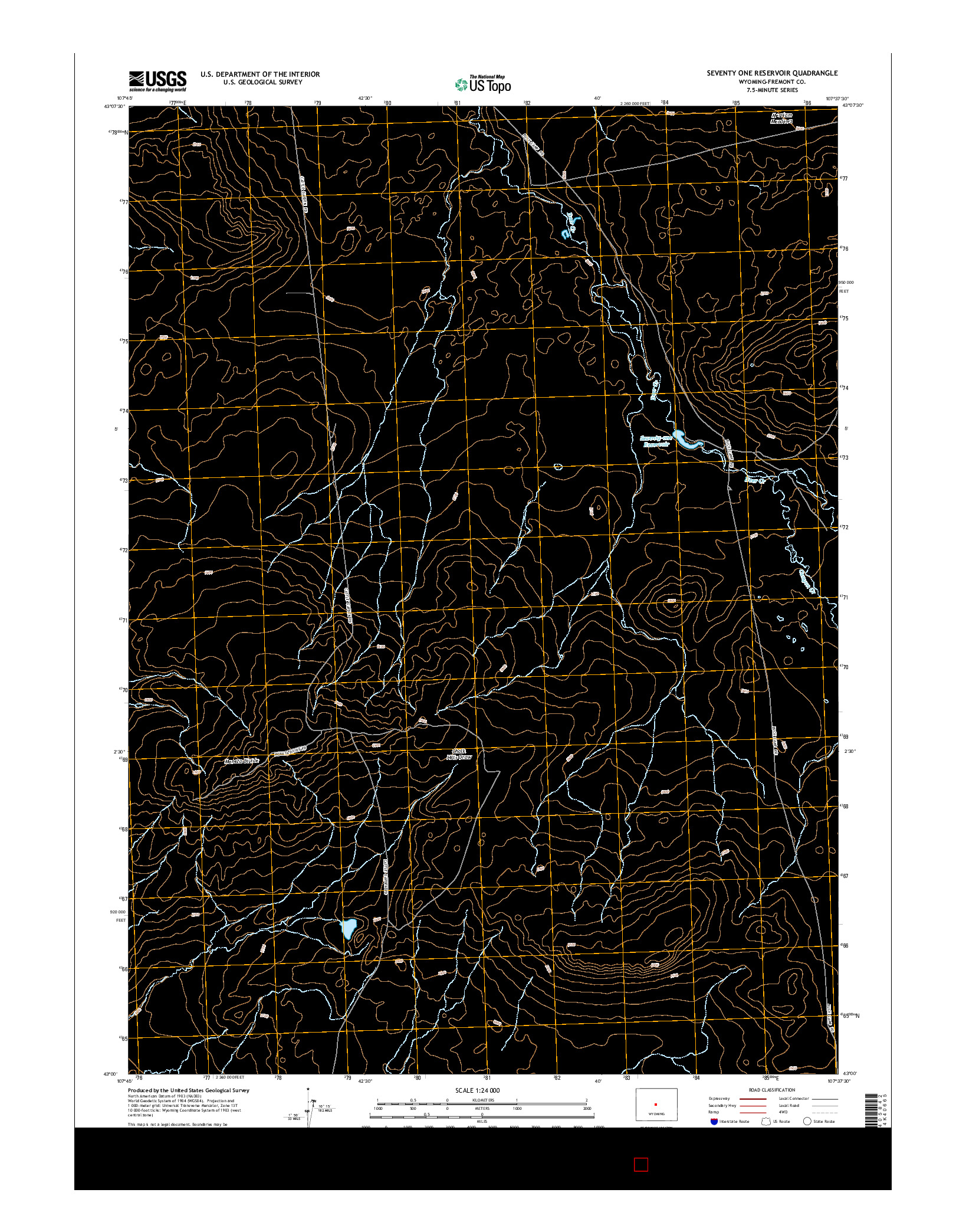USGS US TOPO 7.5-MINUTE MAP FOR SEVENTY ONE RESERVOIR, WY 2015