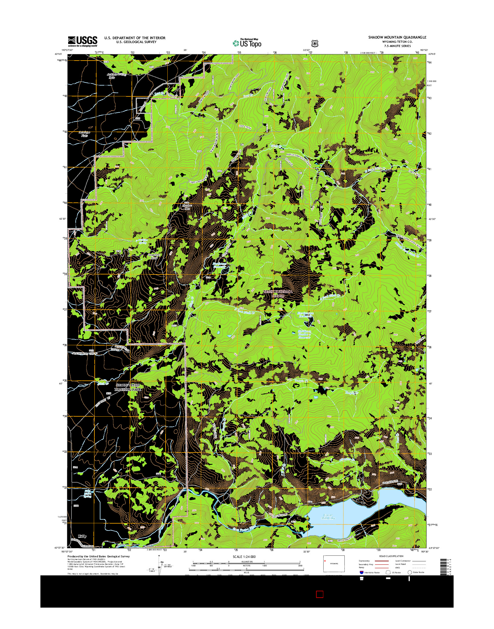 USGS US TOPO 7.5-MINUTE MAP FOR SHADOW MOUNTAIN, WY 2015