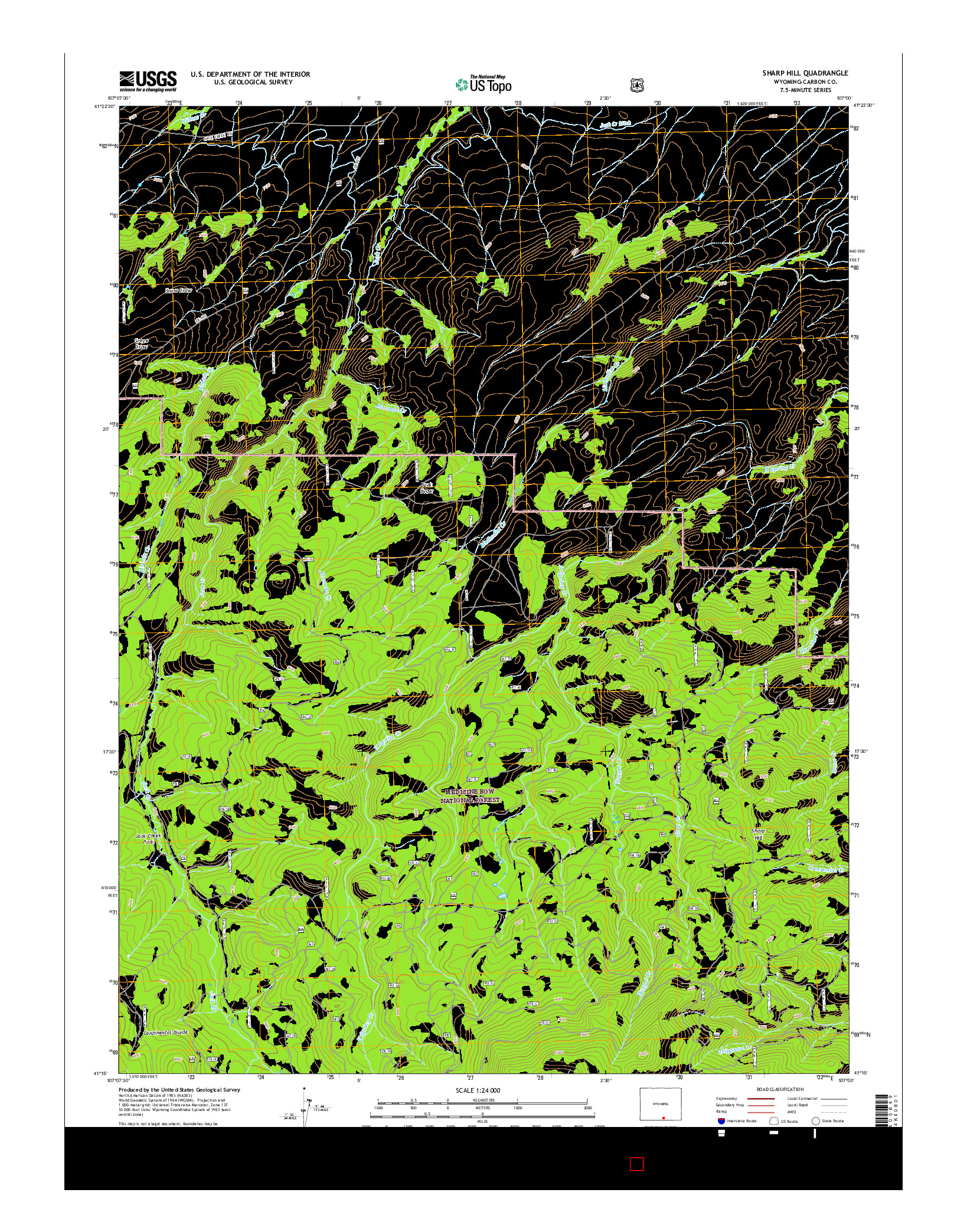 USGS US TOPO 7.5-MINUTE MAP FOR SHARP HILL, WY 2015