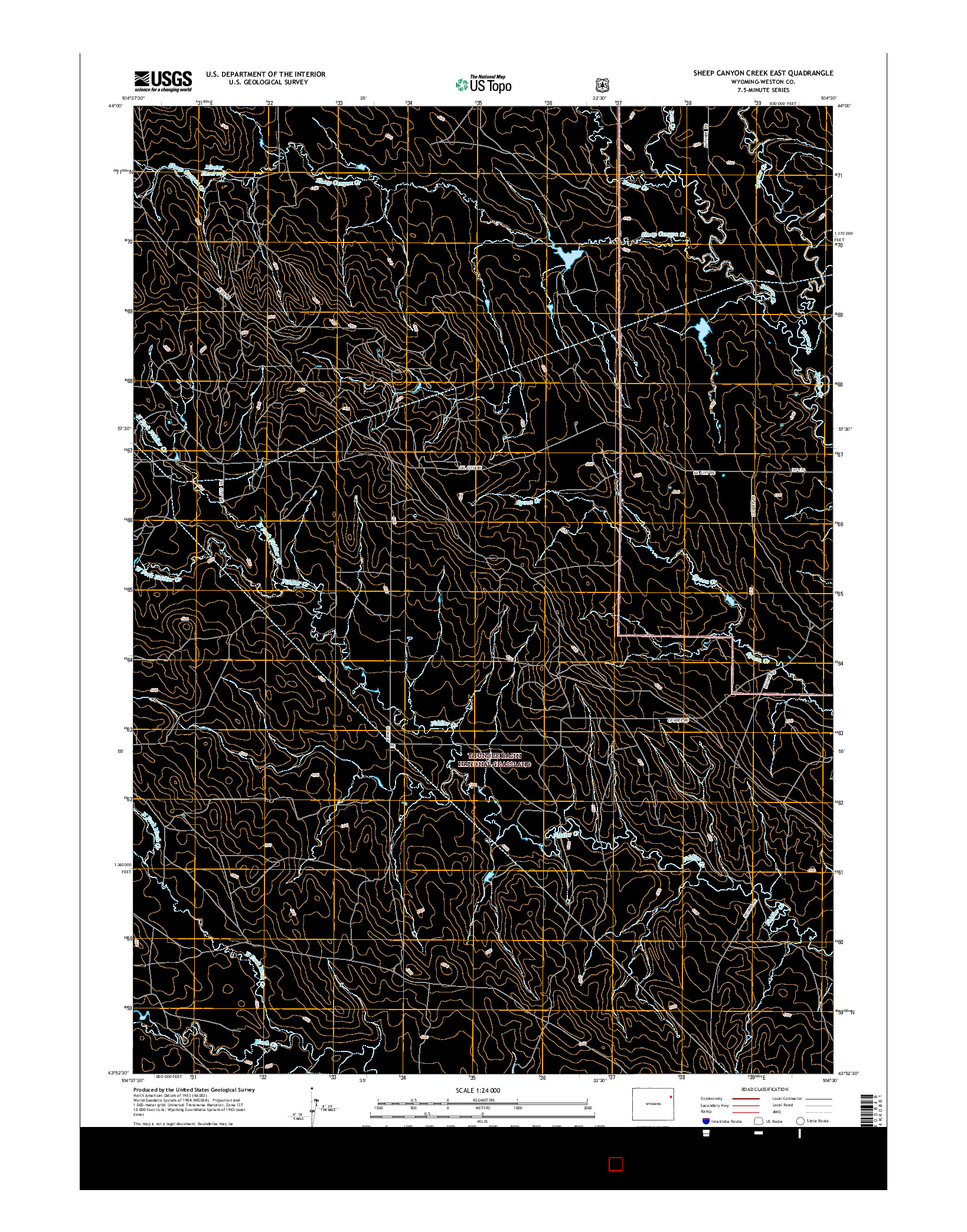 USGS US TOPO 7.5-MINUTE MAP FOR SHEEP CANYON CREEK EAST, WY 2015