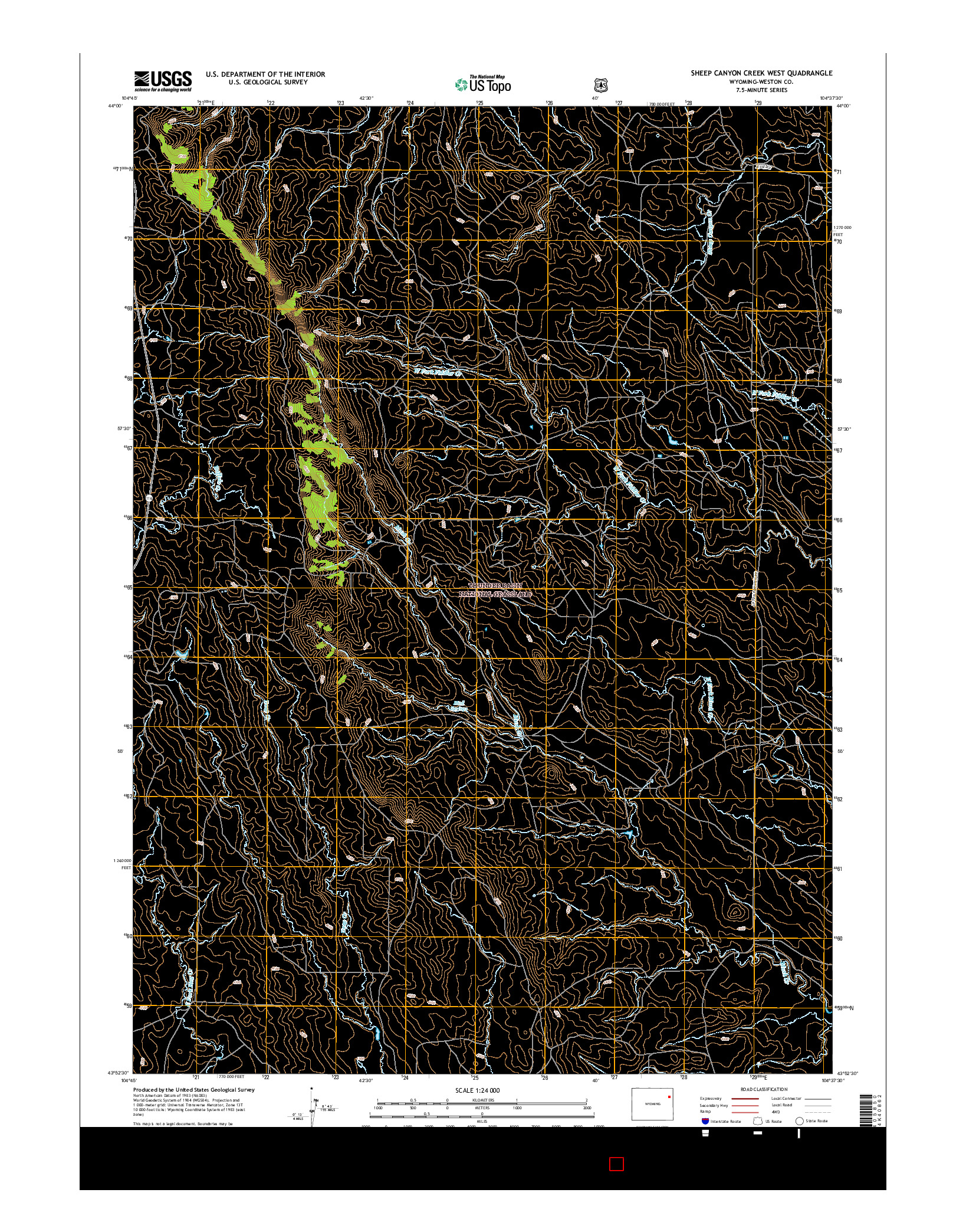 USGS US TOPO 7.5-MINUTE MAP FOR SHEEP CANYON CREEK WEST, WY 2015