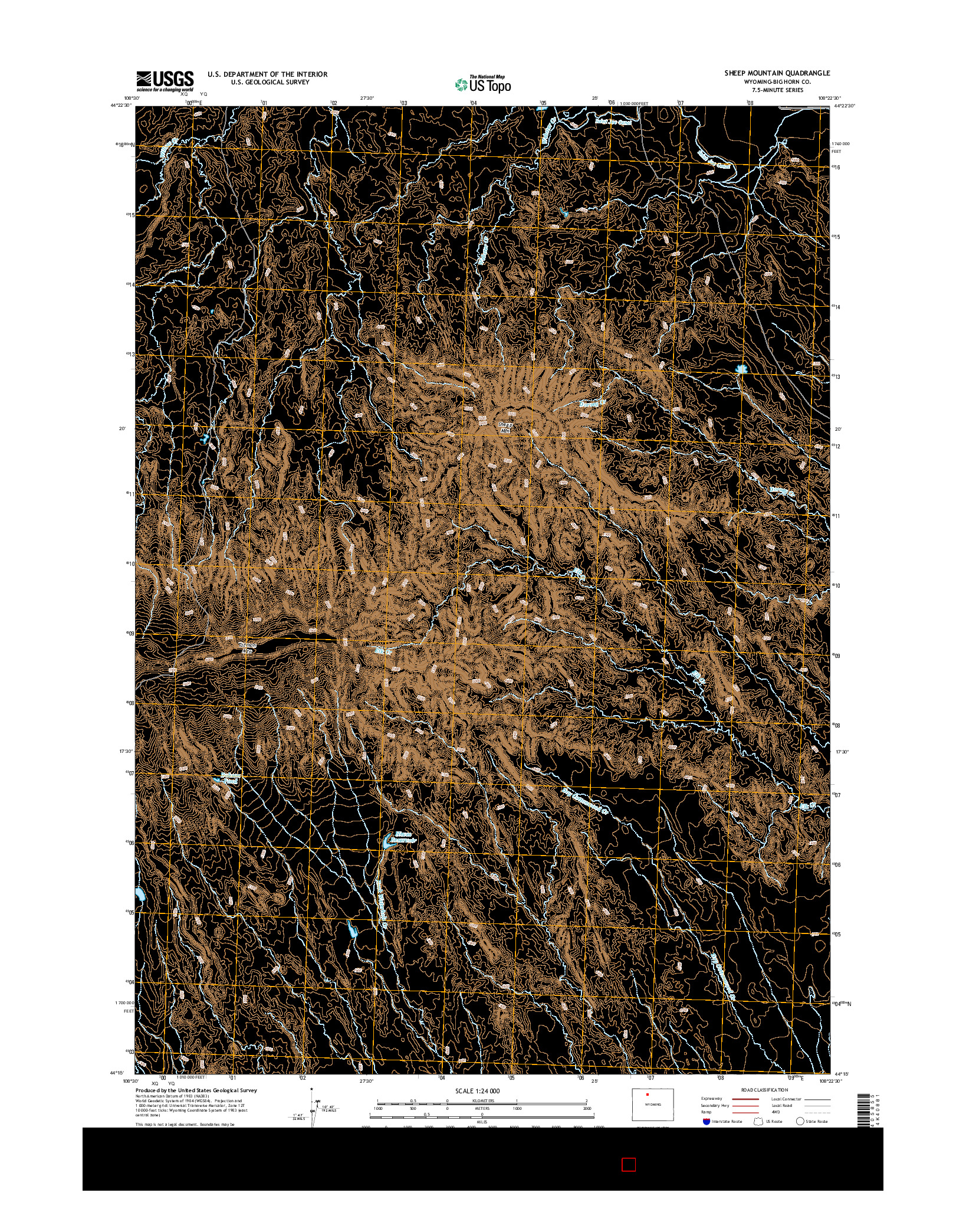 USGS US TOPO 7.5-MINUTE MAP FOR SHEEP MOUNTAIN, WY 2015