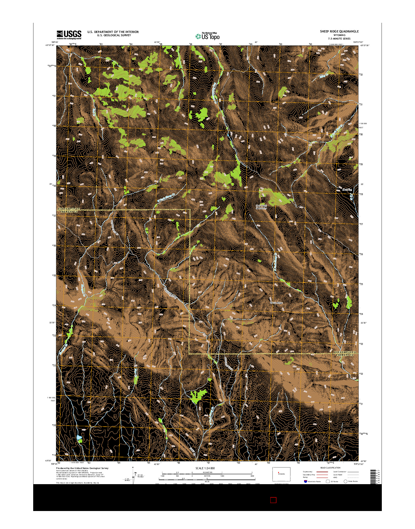 USGS US TOPO 7.5-MINUTE MAP FOR SHEEP RIDGE, WY 2015