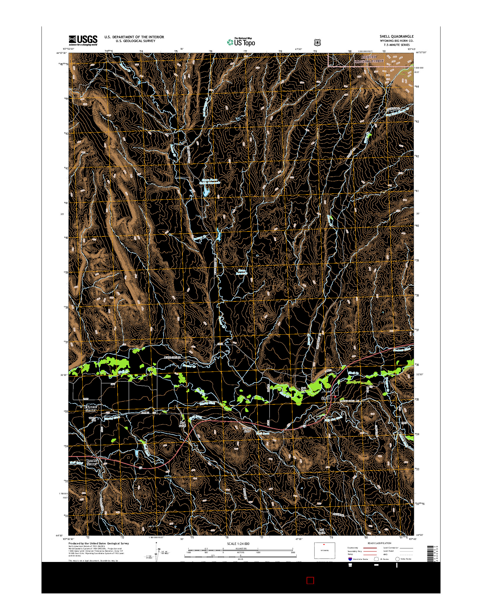 USGS US TOPO 7.5-MINUTE MAP FOR SHELL, WY 2015