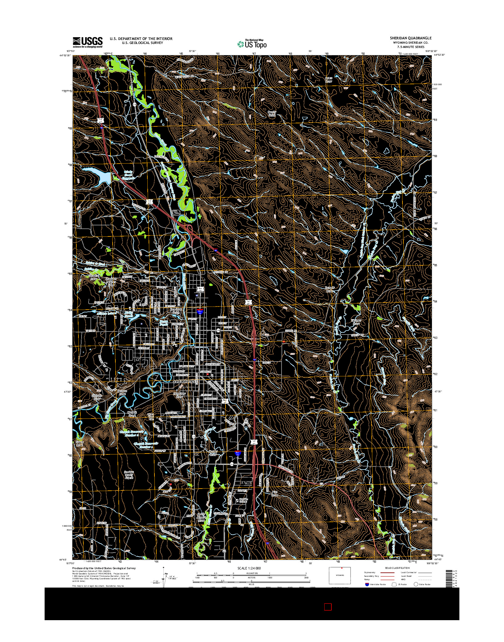 USGS US TOPO 7.5-MINUTE MAP FOR SHERIDAN, WY 2015