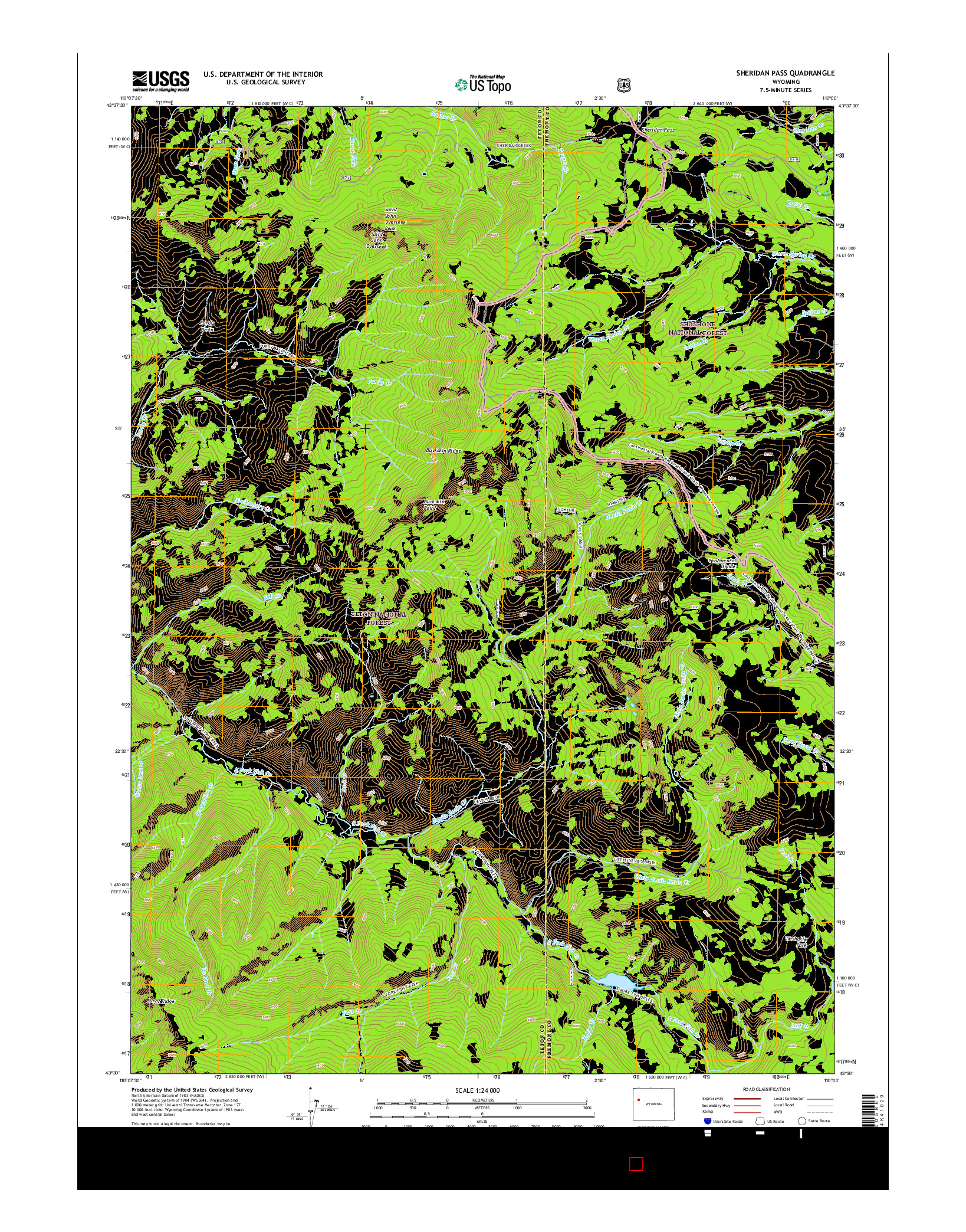 USGS US TOPO 7.5-MINUTE MAP FOR SHERIDAN PASS, WY 2015