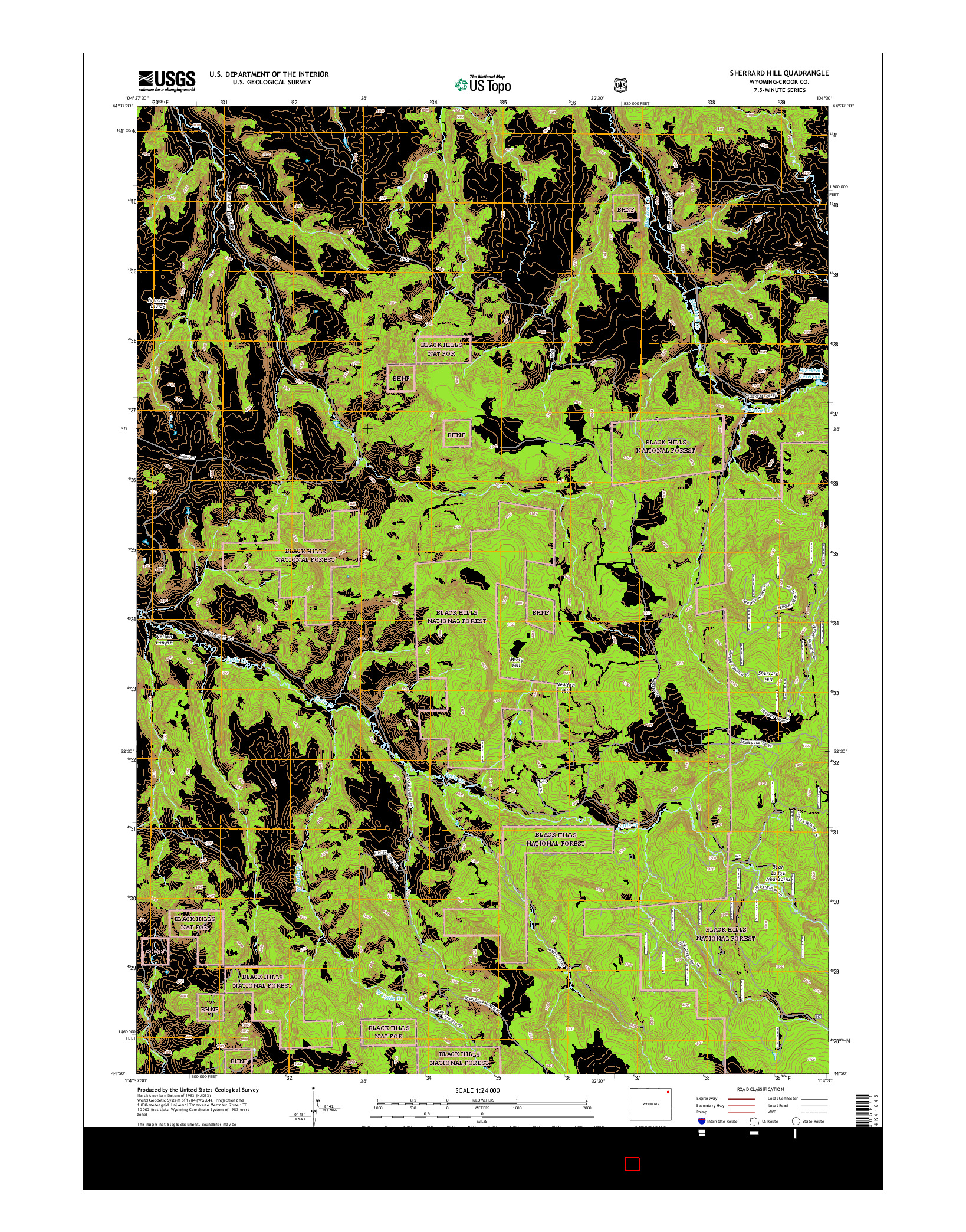 USGS US TOPO 7.5-MINUTE MAP FOR SHERRARD HILL, WY 2015