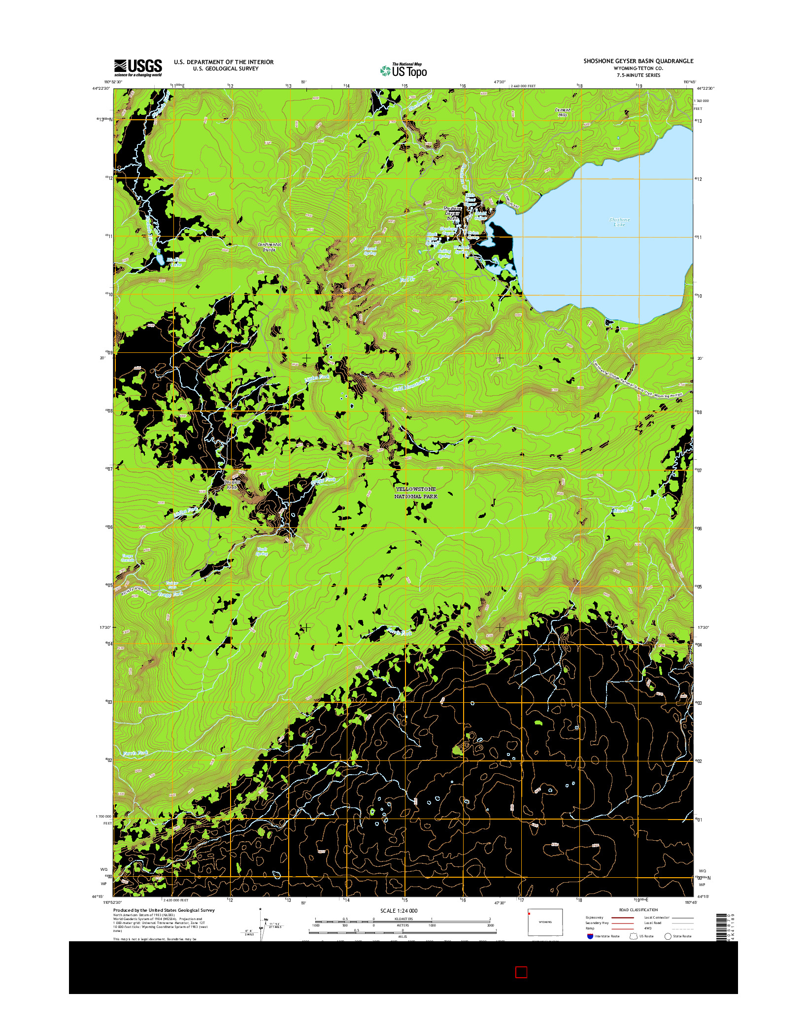 USGS US TOPO 7.5-MINUTE MAP FOR SHOSHONE GEYSER BASIN, WY 2015