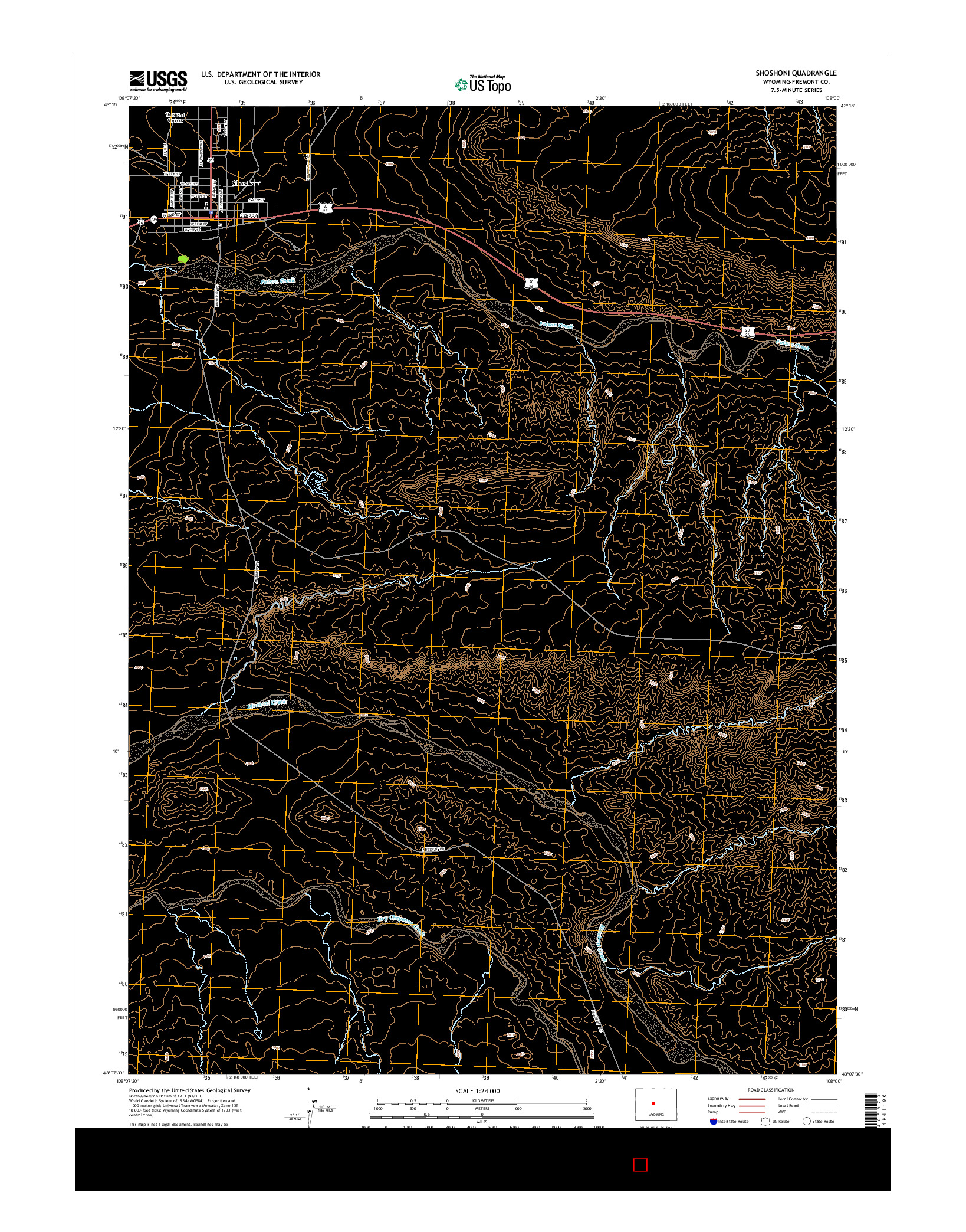 USGS US TOPO 7.5-MINUTE MAP FOR SHOSHONI, WY 2015