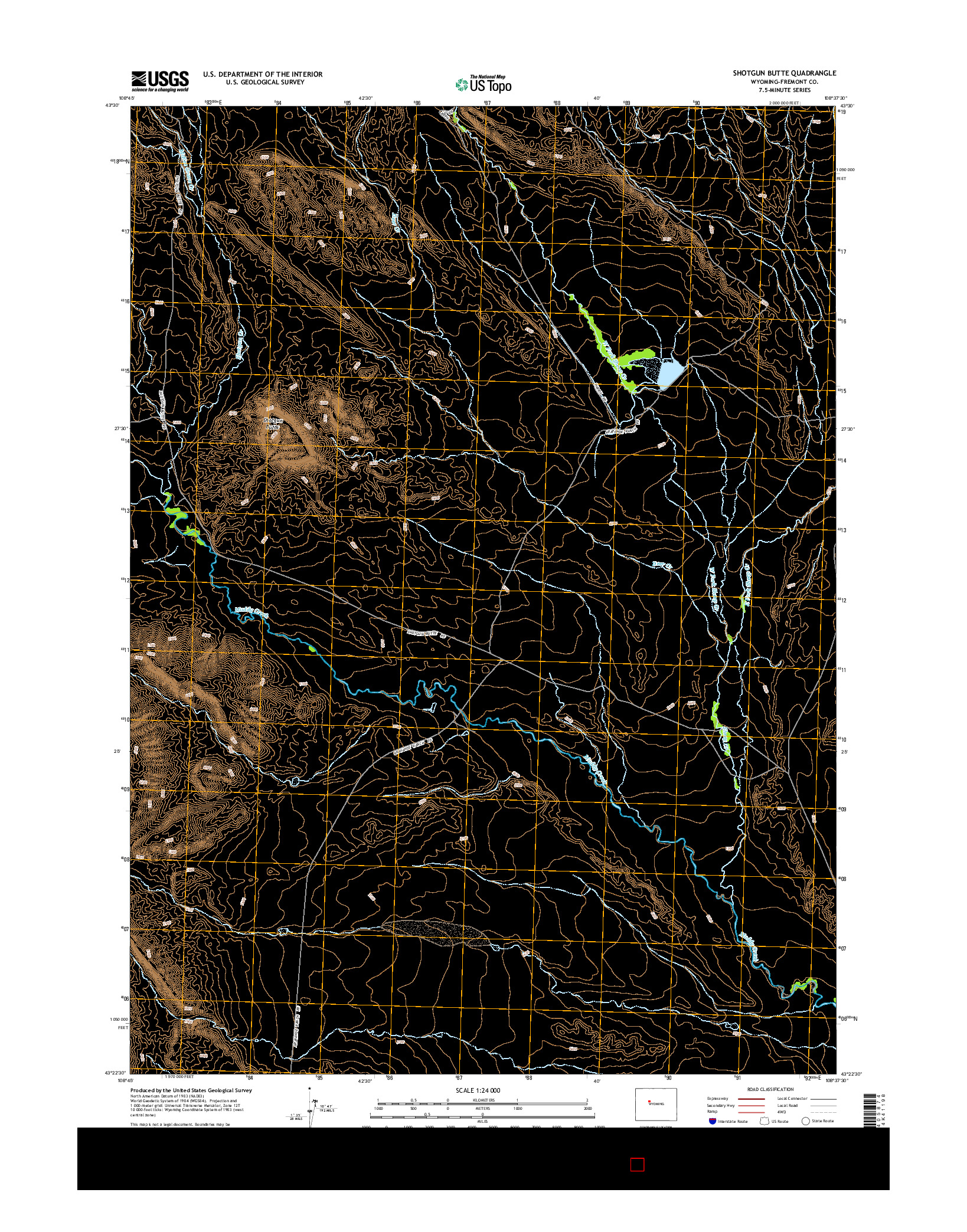 USGS US TOPO 7.5-MINUTE MAP FOR SHOTGUN BUTTE, WY 2015
