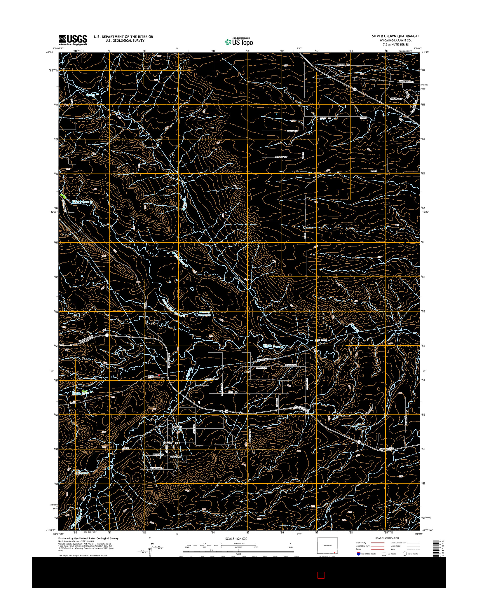 USGS US TOPO 7.5-MINUTE MAP FOR SILVER CROWN, WY 2015