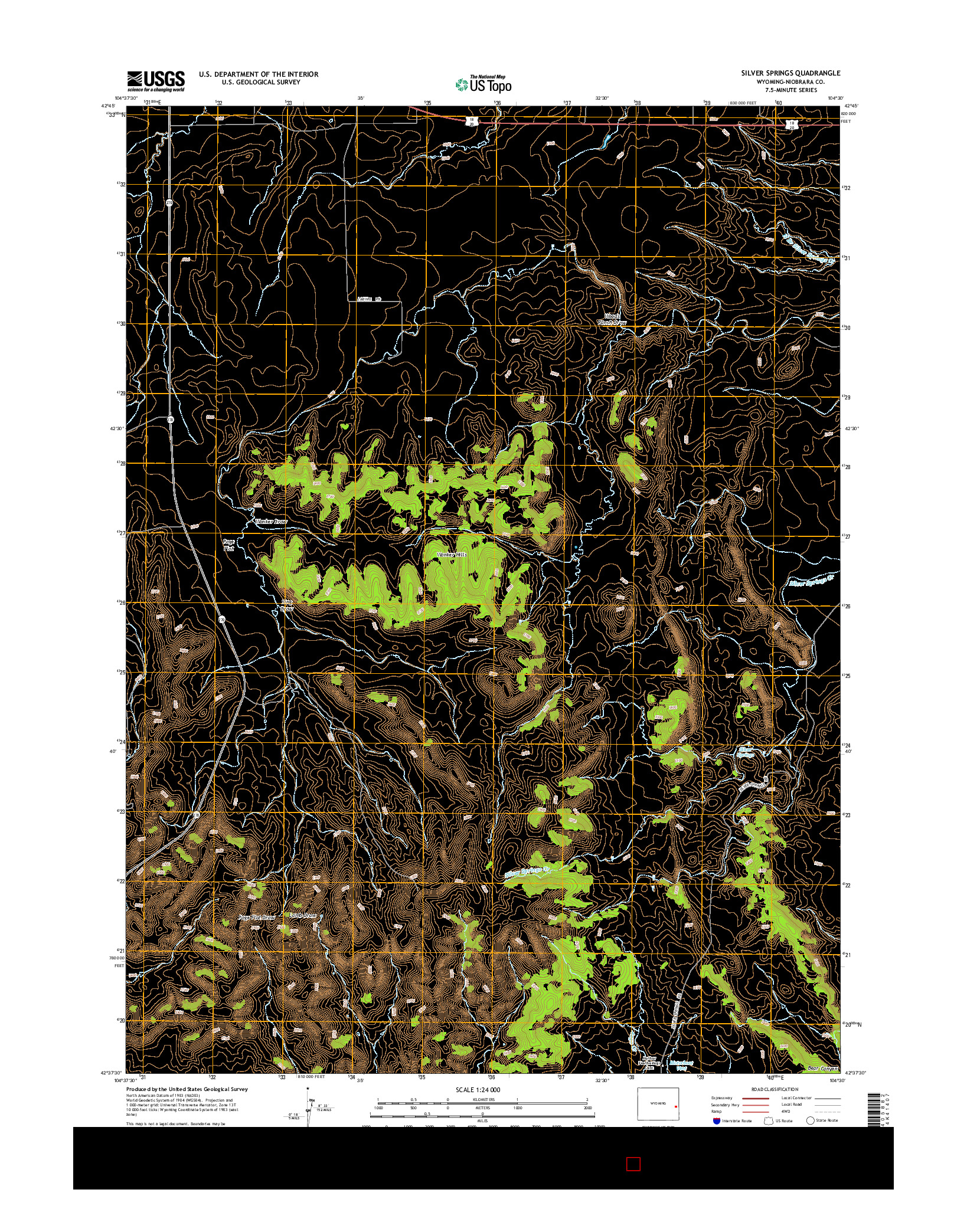 USGS US TOPO 7.5-MINUTE MAP FOR SILVER SPRINGS, WY 2015