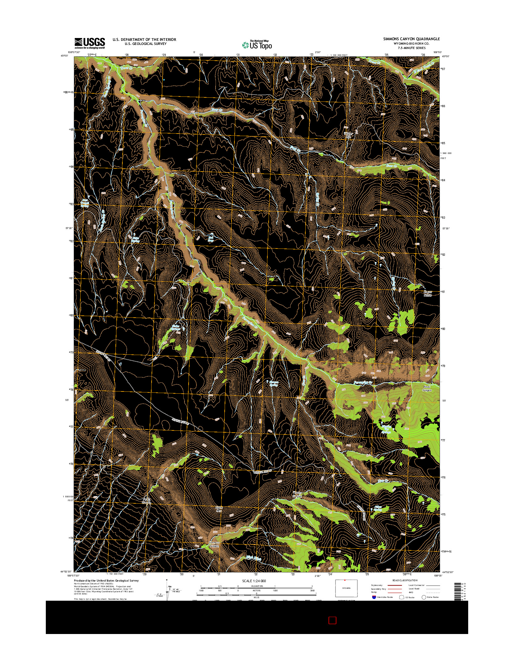 USGS US TOPO 7.5-MINUTE MAP FOR SIMMONS CANYON, WY 2015