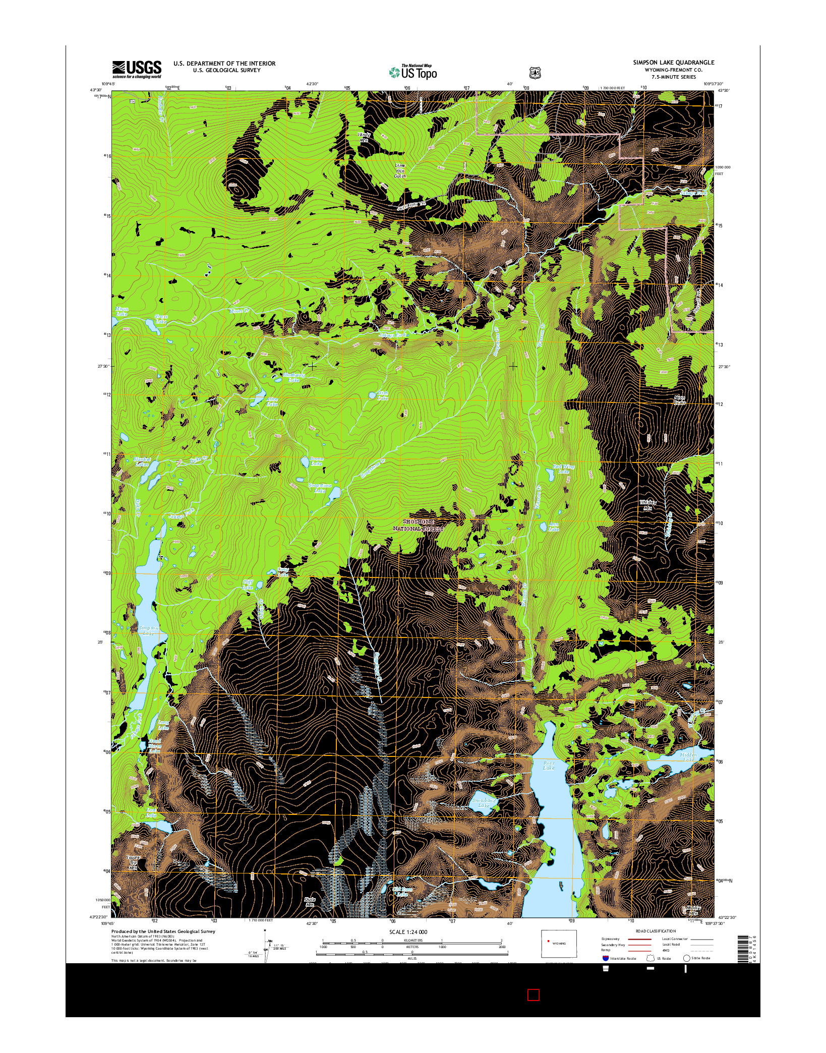 USGS US TOPO 7.5-MINUTE MAP FOR SIMPSON LAKE, WY 2015