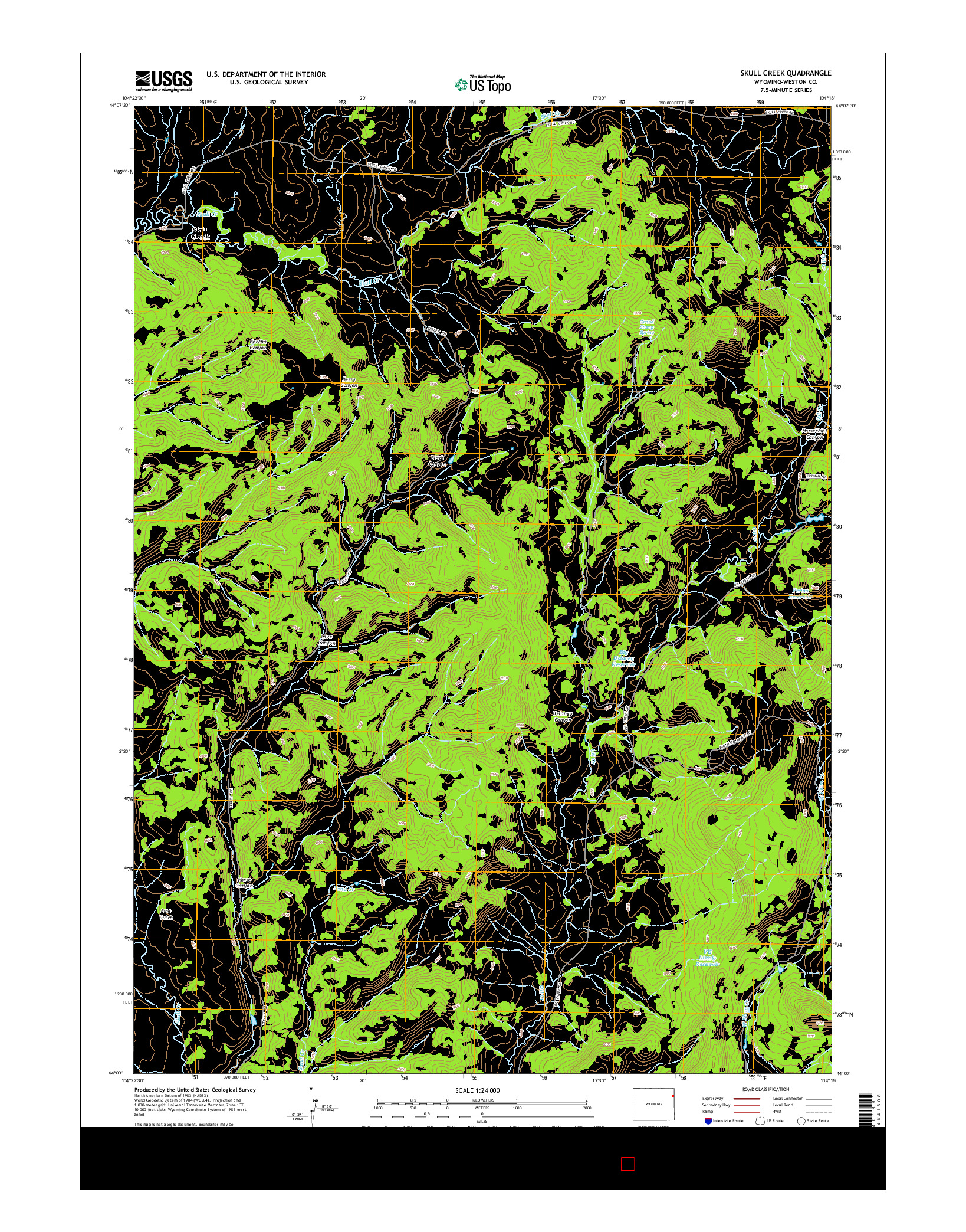 USGS US TOPO 7.5-MINUTE MAP FOR SKULL CREEK, WY 2015