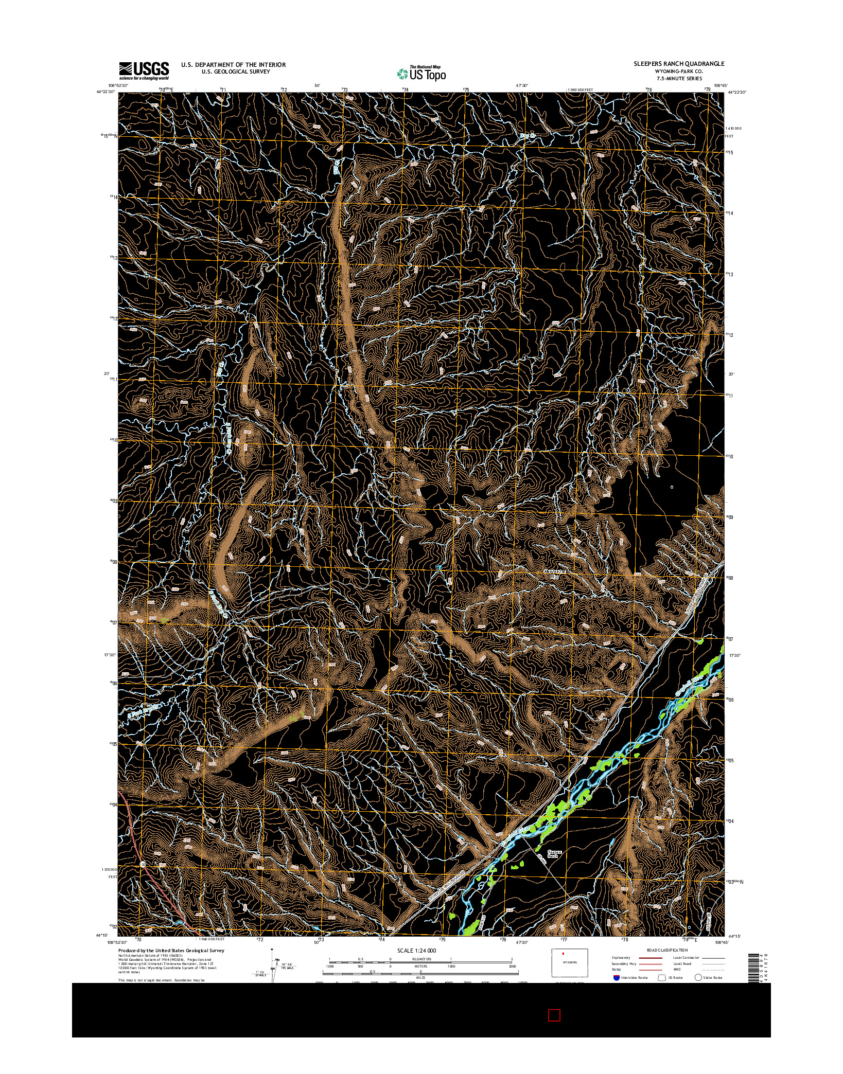 USGS US TOPO 7.5-MINUTE MAP FOR SLEEPERS RANCH, WY 2015