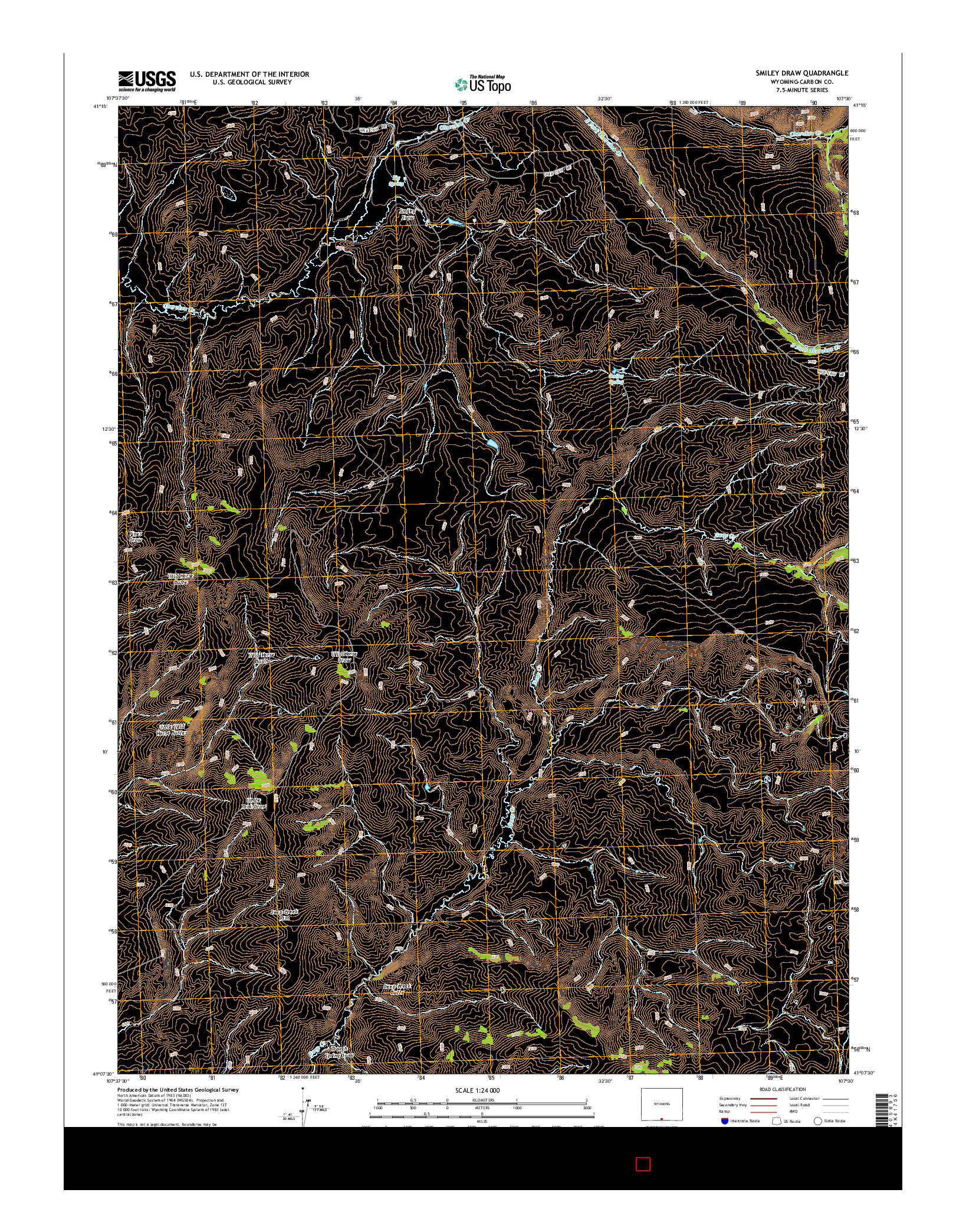 USGS US TOPO 7.5-MINUTE MAP FOR SMILEY DRAW, WY 2015