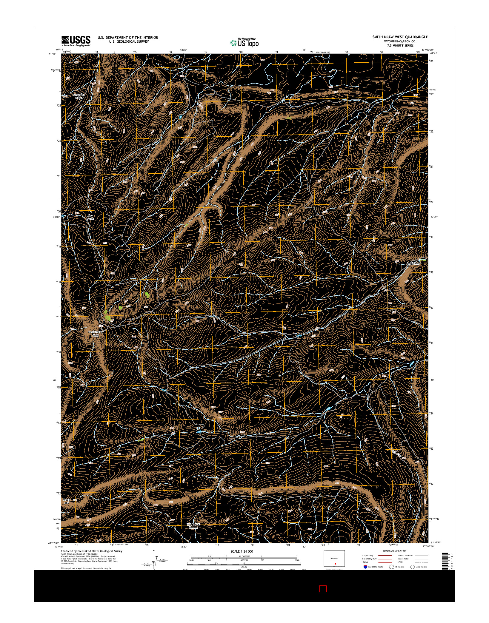 USGS US TOPO 7.5-MINUTE MAP FOR SMITH DRAW WEST, WY 2015