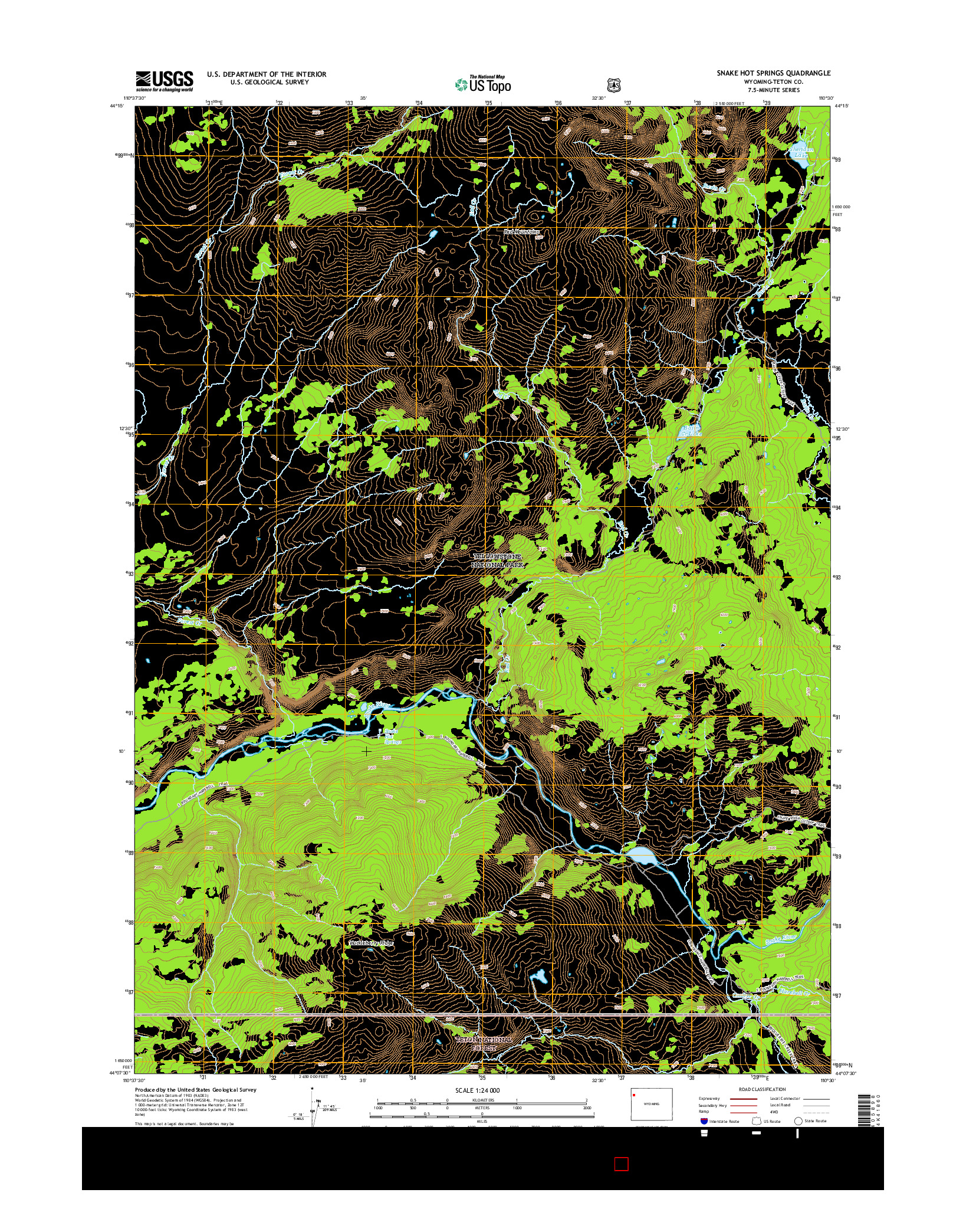 USGS US TOPO 7.5-MINUTE MAP FOR SNAKE HOT SPRINGS, WY 2015