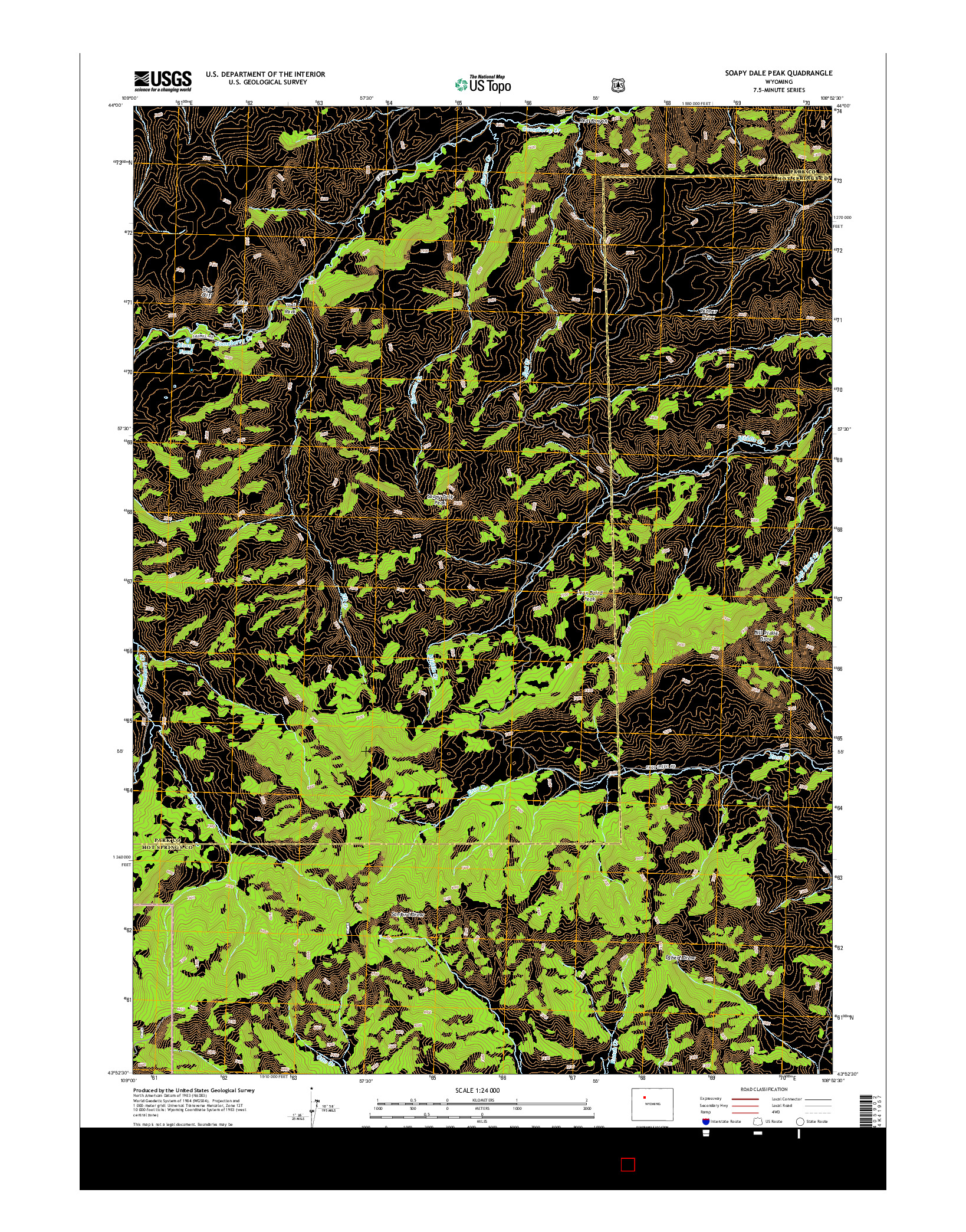 USGS US TOPO 7.5-MINUTE MAP FOR SOAPY DALE PEAK, WY 2015