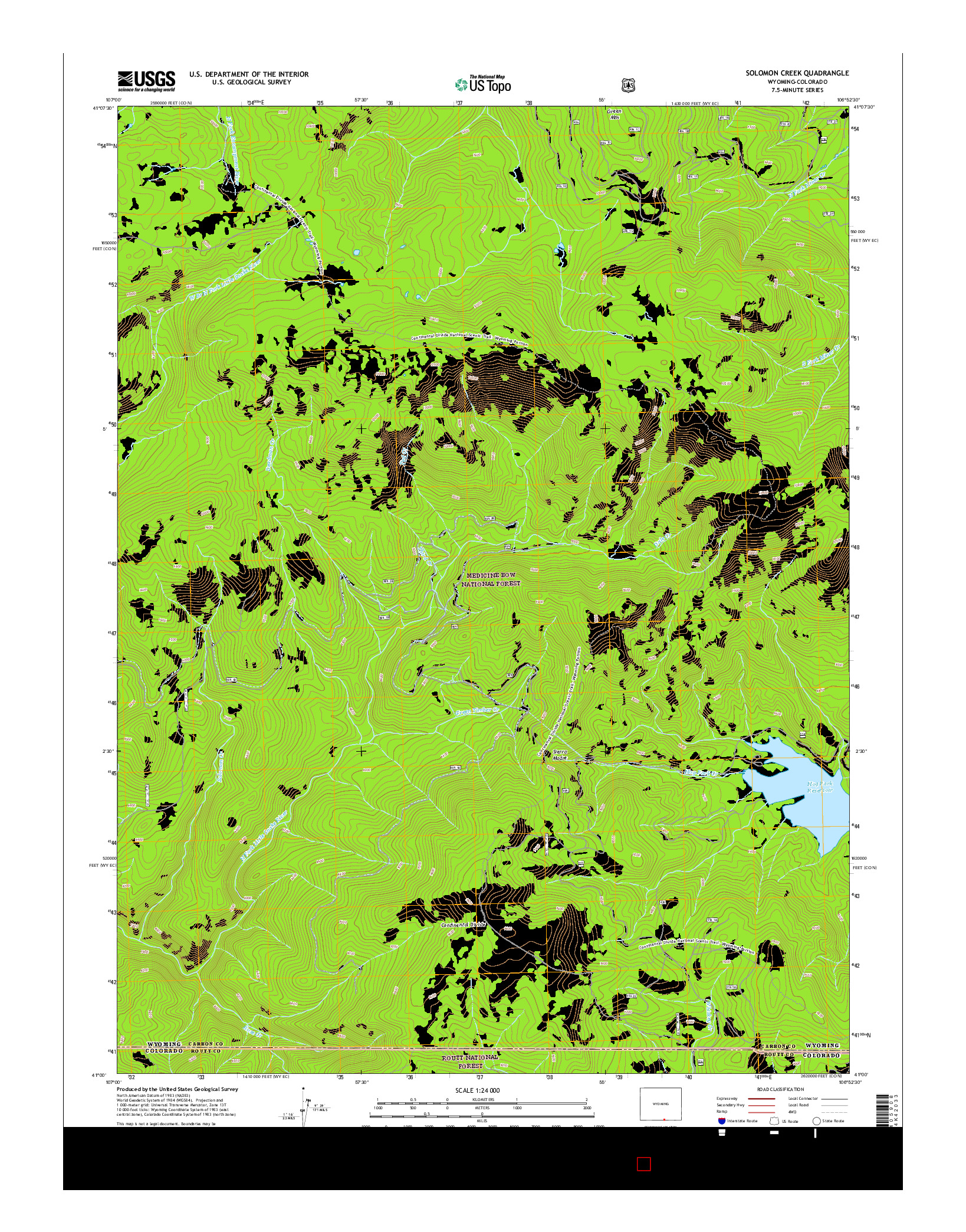 USGS US TOPO 7.5-MINUTE MAP FOR SOLOMON CREEK, WY-CO 2015