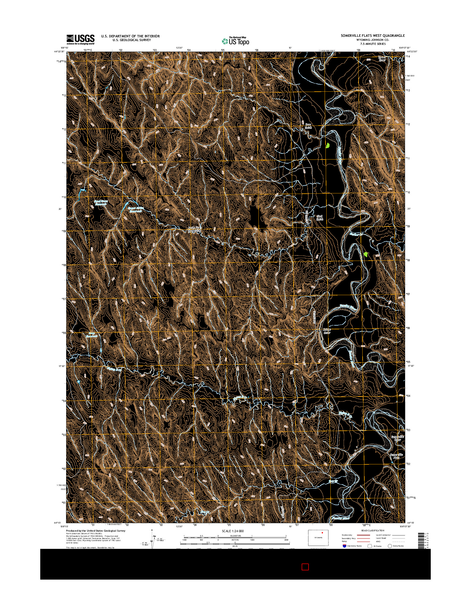 USGS US TOPO 7.5-MINUTE MAP FOR SOMERVILLE FLATS WEST, WY 2015
